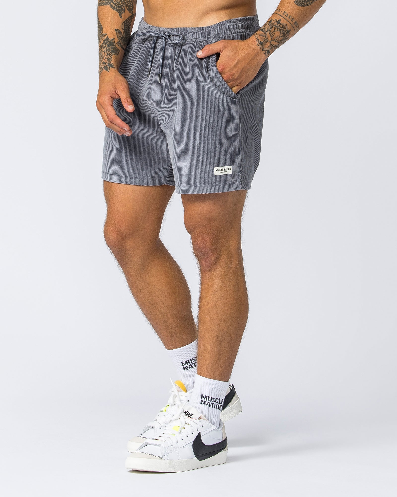 Daily Corduroy Shorts - Navy - Muscle Nation