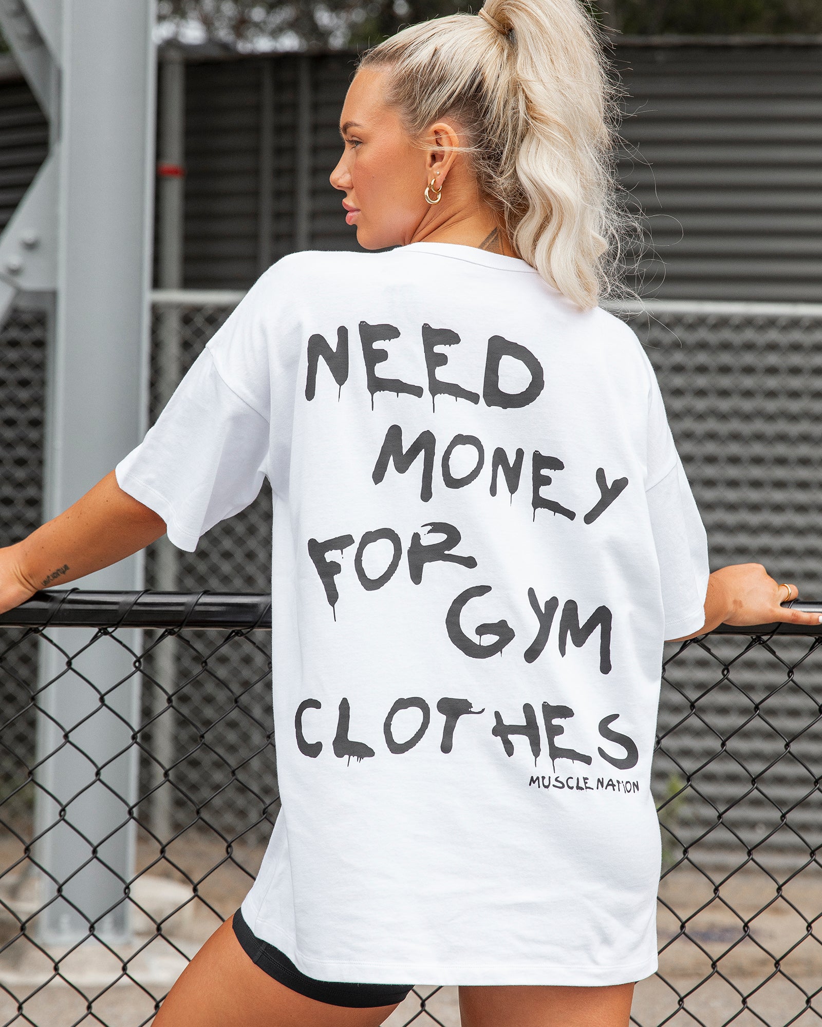 Need Money Oversized Tee White – Muscle Nation - Main Image