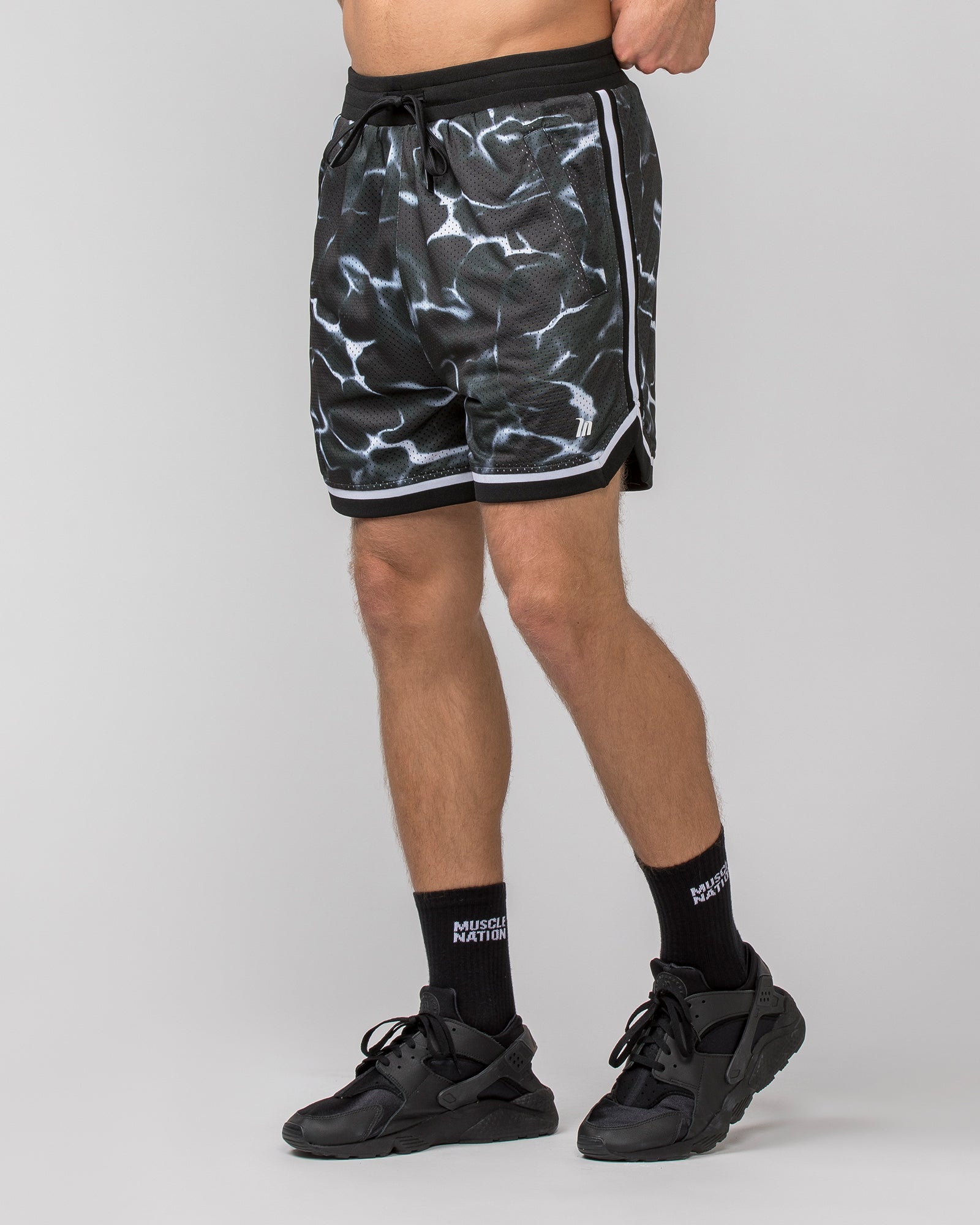 Mens 5 Basketball Shorts Dark Waters Print