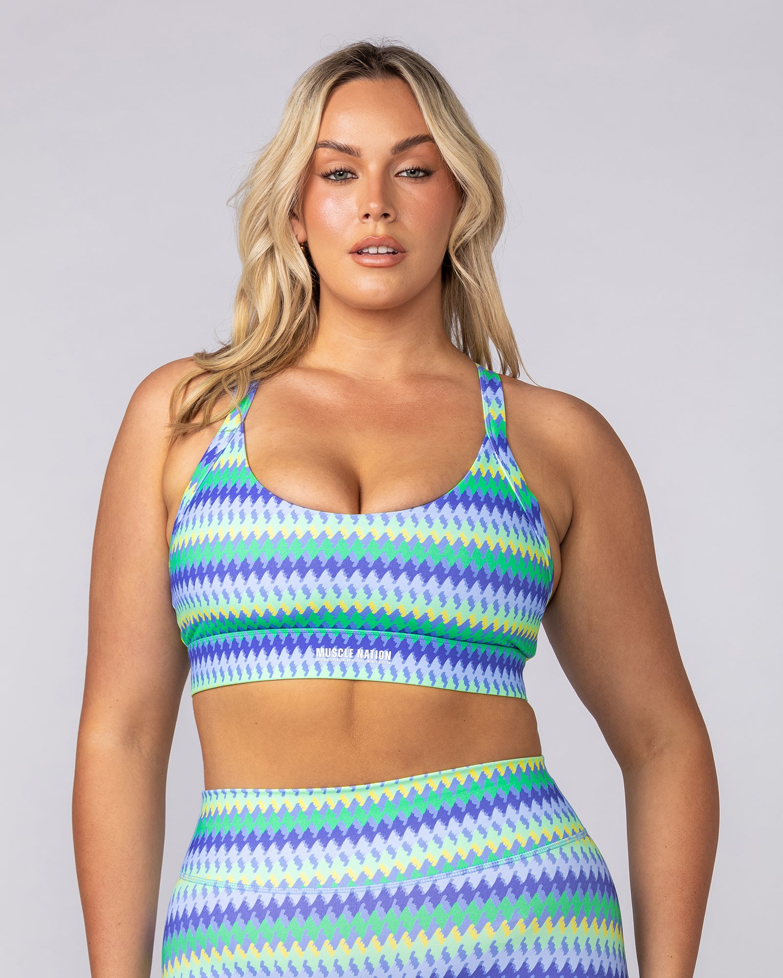 Rival Bra Blue Fiesta Print – Muscle Nation
