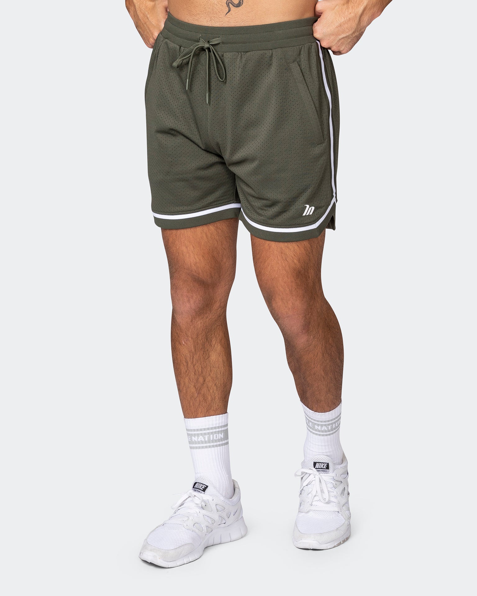 Mens 5" Basketball Shorts - Dark Khaki