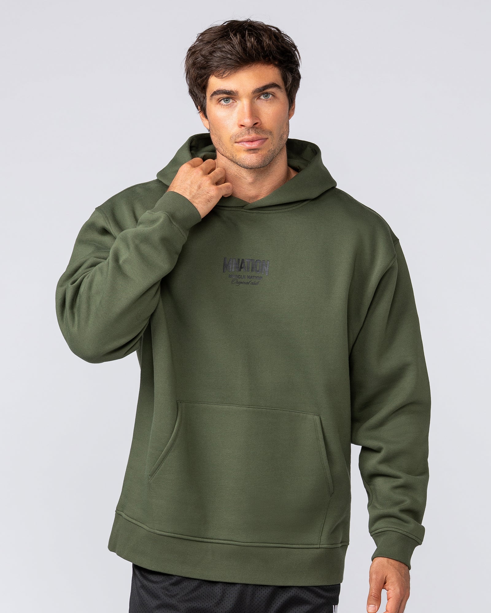 Heritage Oversized Hoodie Dark Khaki – Muscle Nation