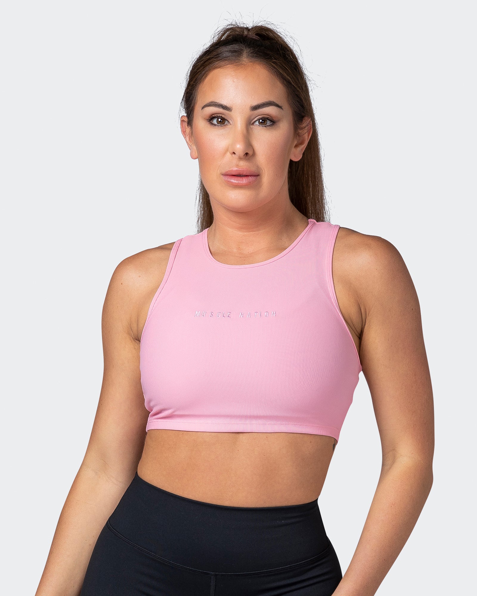Off Duty Rib Cropped Tank Strawberry Pink – Muscle Nation