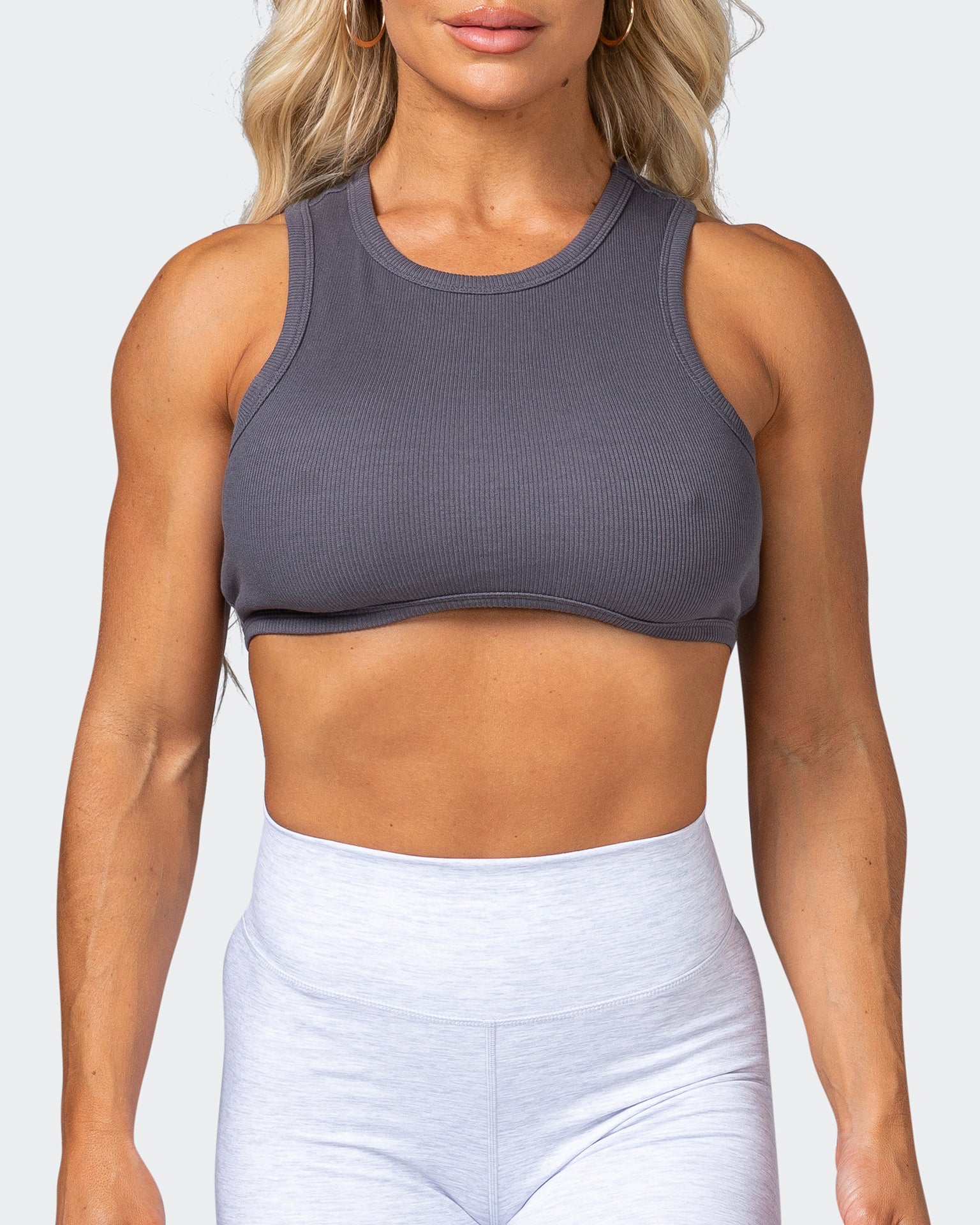 HBxMN Bliss Rib Cropped Tank - Charcoal