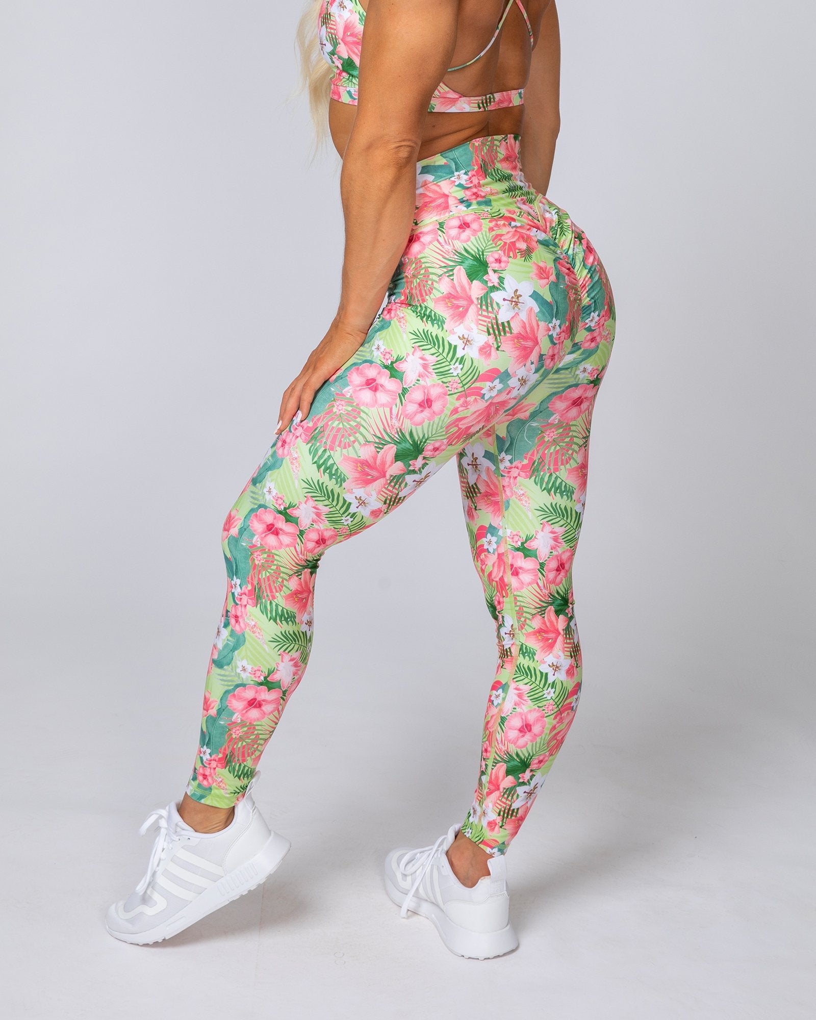 HBxMN Sweetheart Ankle Length Leggings - Tropical Floral - Muscle Nation