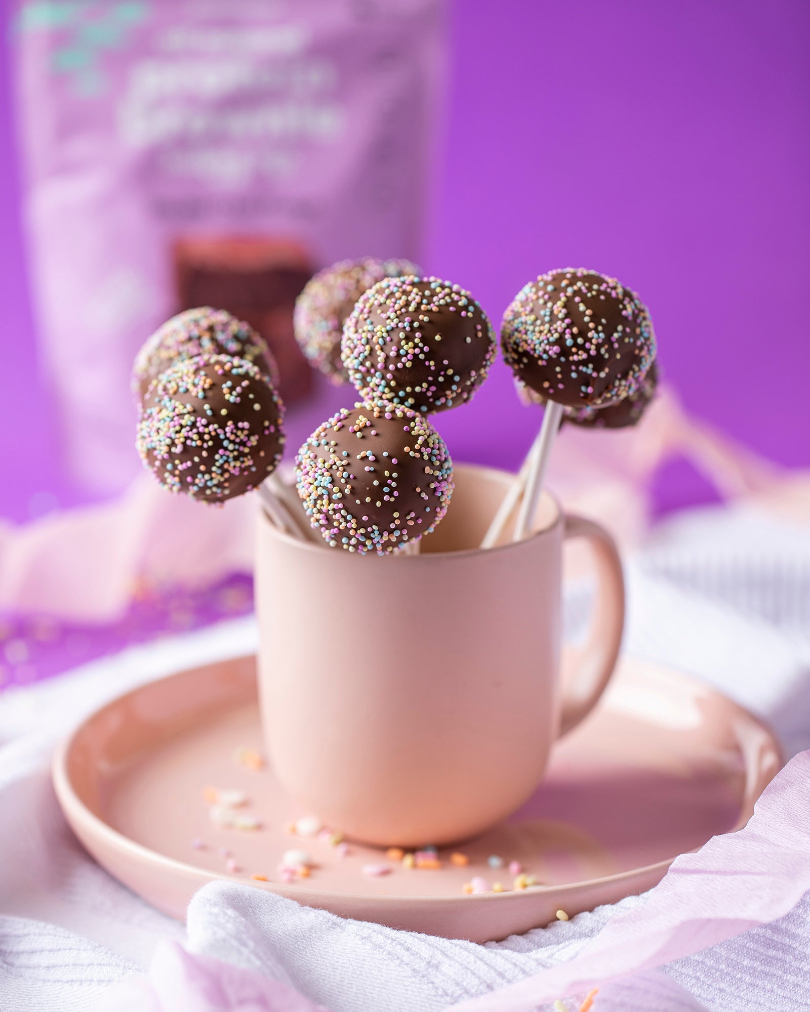 Peppermint Brownie Cake Pops On White Plate With Mug Of Hot Chocolate And  Marshmallows And Candy Canes Stock Photo, Picture And Royalty Free Image.  Image 24121244.