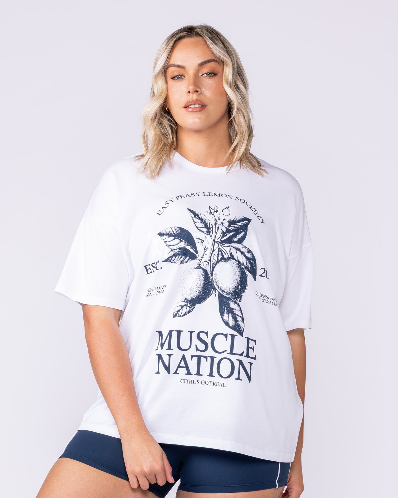 Lemon Squeezy Oversized Tee - White-T-Shirts-XXS-1125229WHT-XXS-MNAPPRL46206-3-Muscle Nation