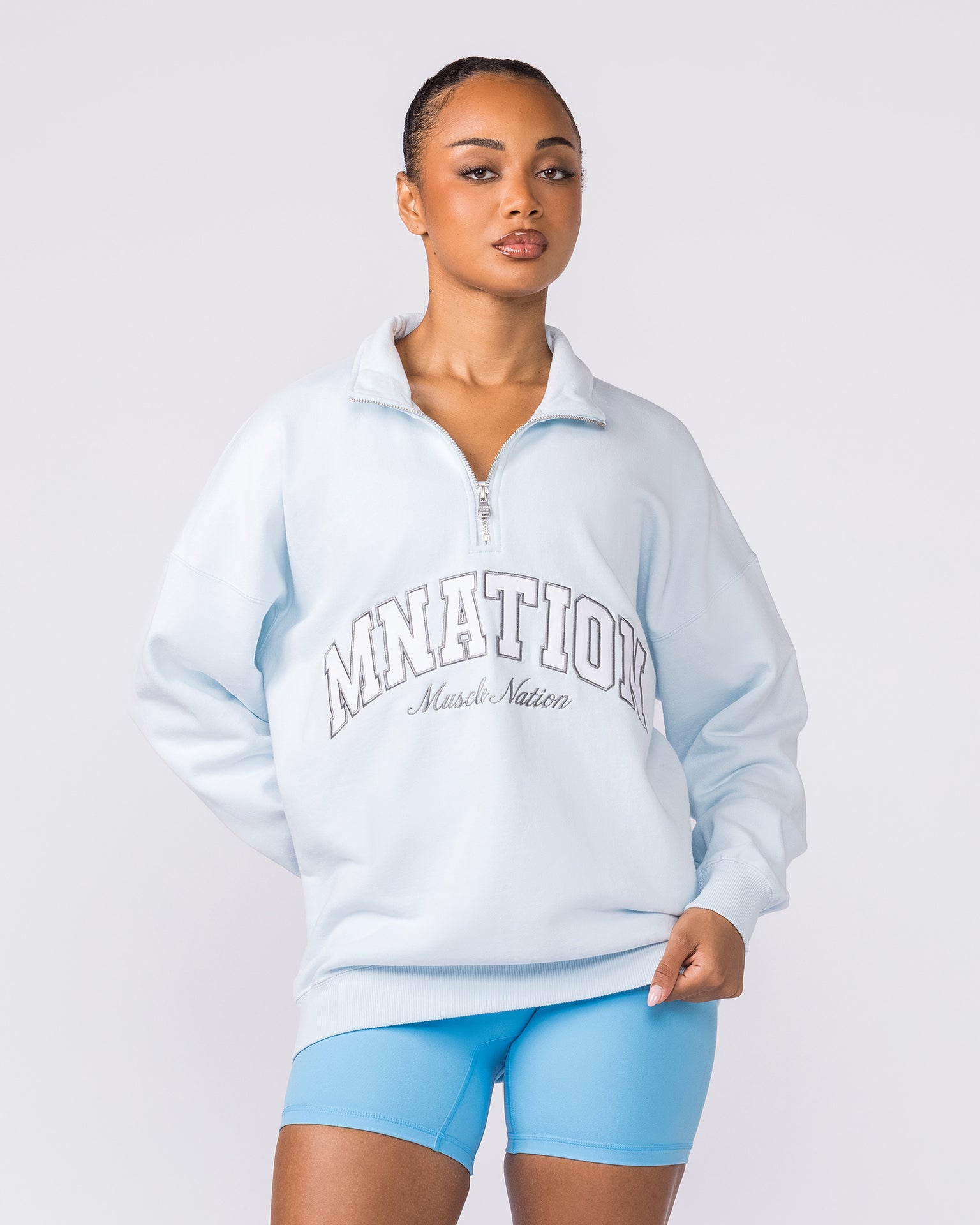 Academy Quarter Zip - Bluebell-Jumpers & Hoodies-XXS-042619BLBL-XXS-MNAPPRL50250-4-Muscle Nation