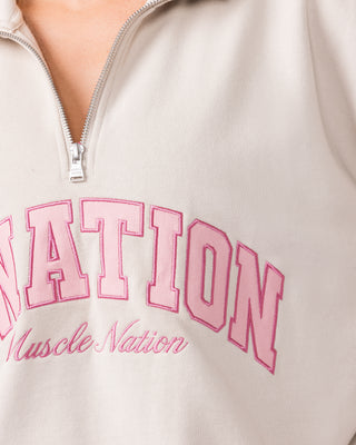 Academy Quarter Zip - Cream-Jumpers & Hoodies-XXS-042619CREAM-XXS-MNAPPRL50241-2-Muscle Nation