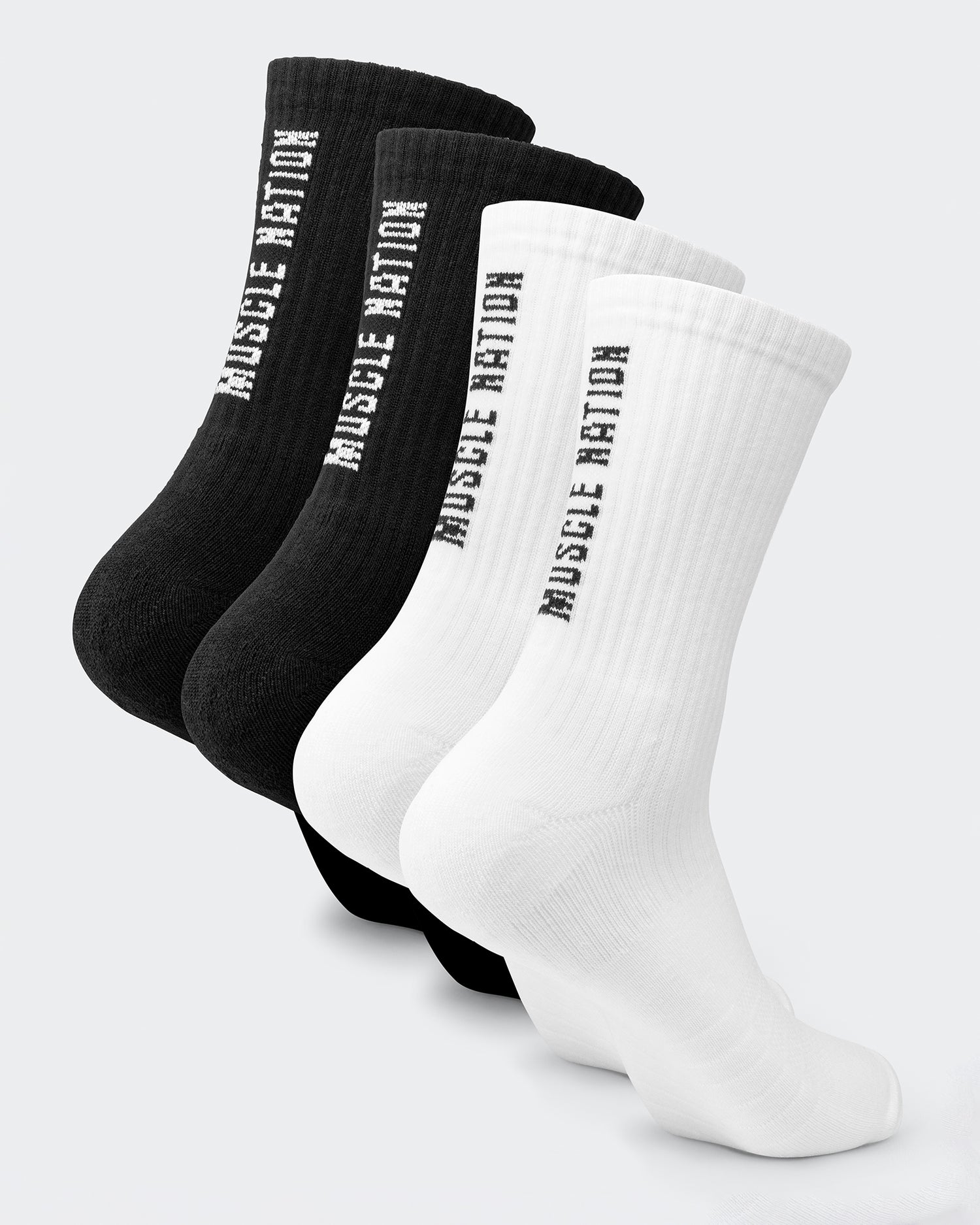 Mens Trainer Crew Sock - 2Pack Black /White Multi-Socks-White Black Multi-ACC022572WHTBLKM-ONE-MNAPPRL42440-1-Muscle Nation