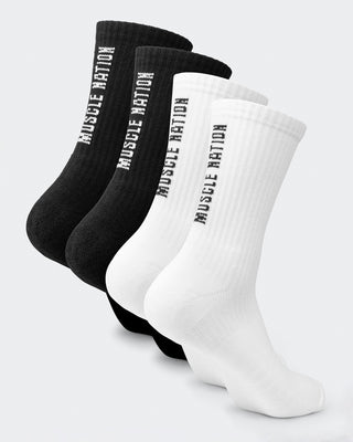 Mens Trainer Crew Sock - 2Pack Black /White Multi-Socks-White Black Multi-ACC022572WHTBLKM-ONE-MNAPPRL42440-1-Muscle Nation