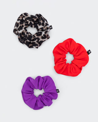 Scrunchie Pack - True Leopard, Salsa, Viola-Accessories-True Leopard Multi-ACC022571TLPDPM-ONE-MNAPPRL42433-1-Muscle Nation