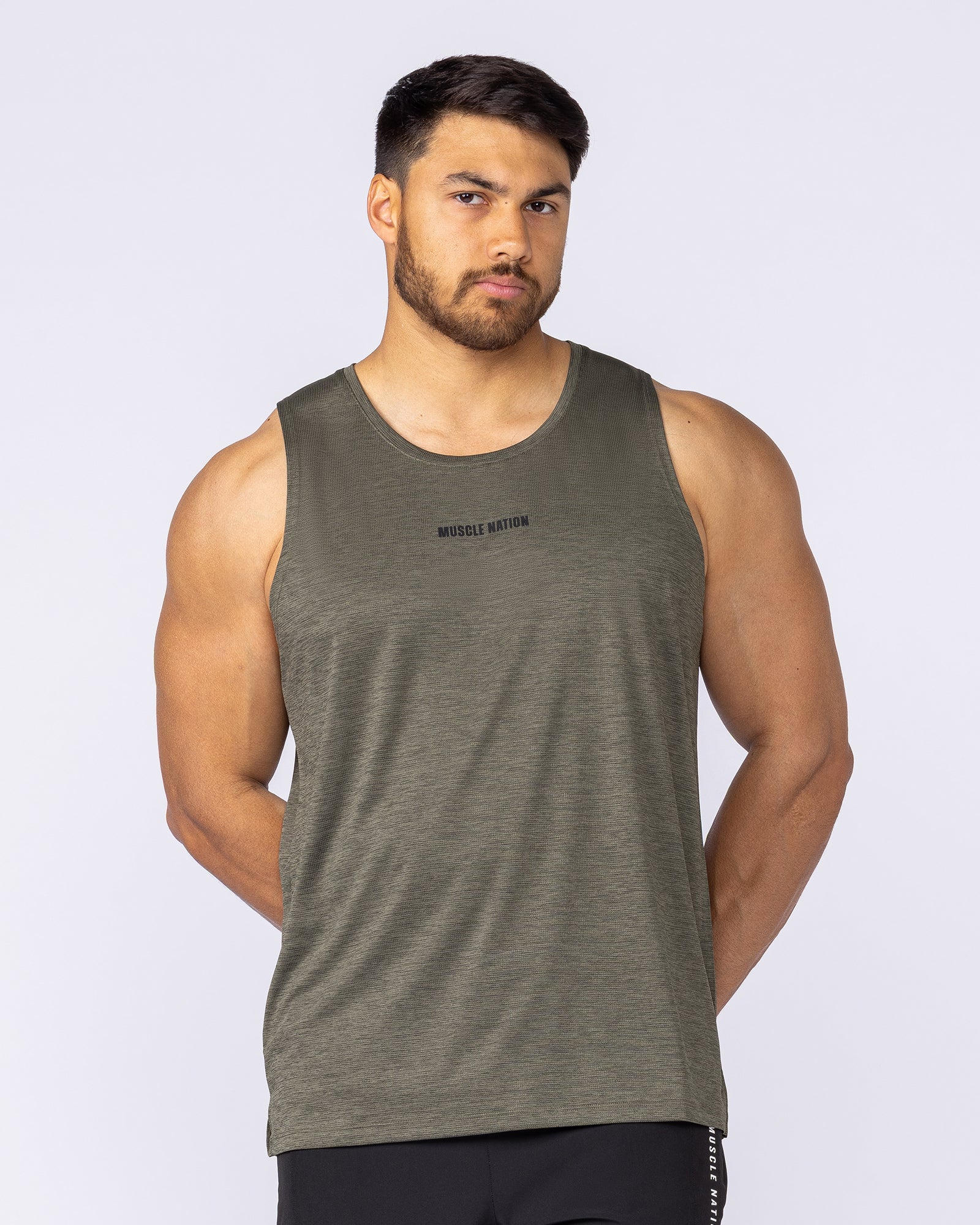 Aero Active Tank - Dark Khaki-Singlets & Tanks-S-1125167DKHAKI-S-MNAPPRL47942-2-Muscle Nation