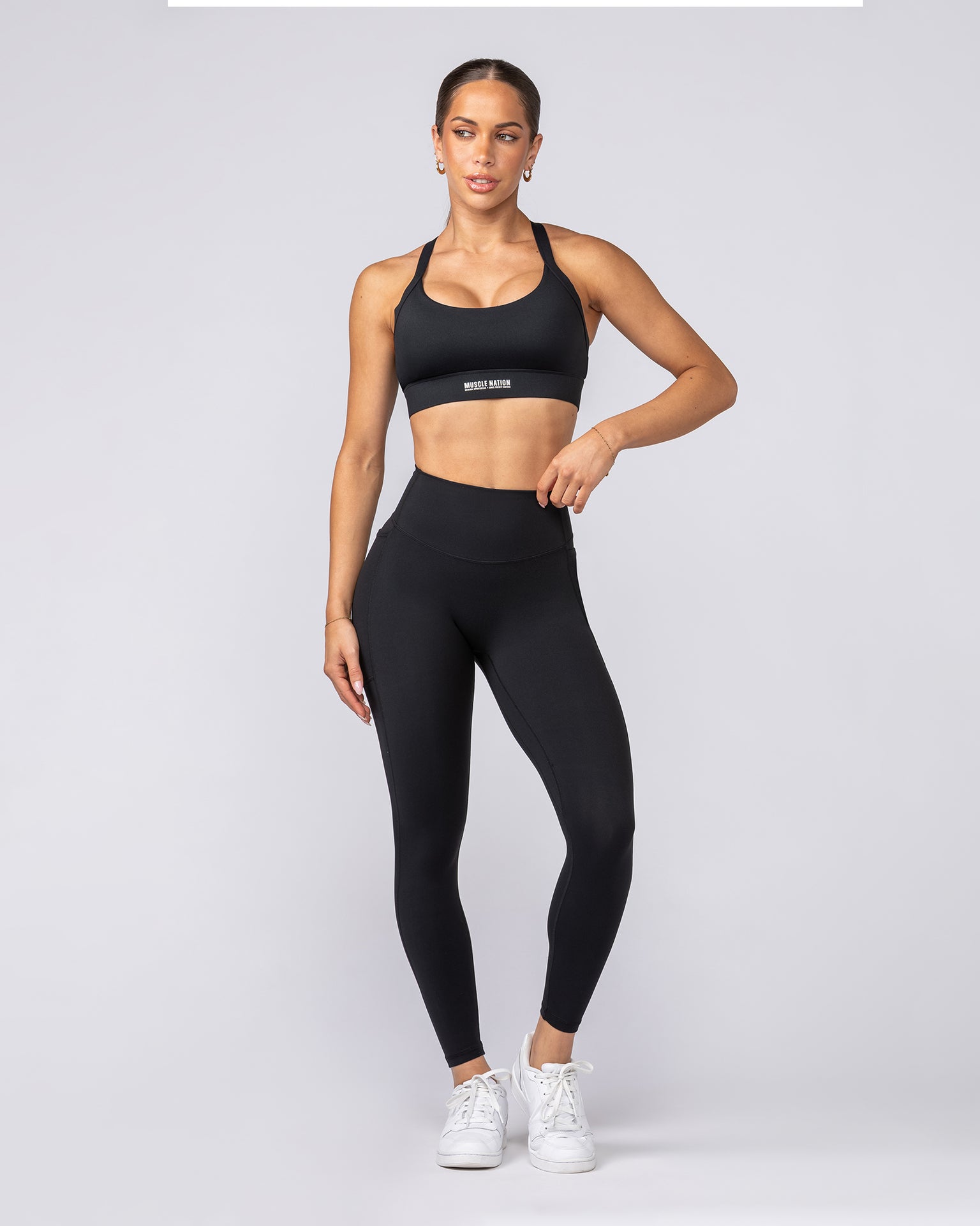 Agility Aura Pocket Ankle Length Leggings - Black-Leggings-XXS-082423BLK-XXS-MNAPPRL32244-8-Muscle Nation