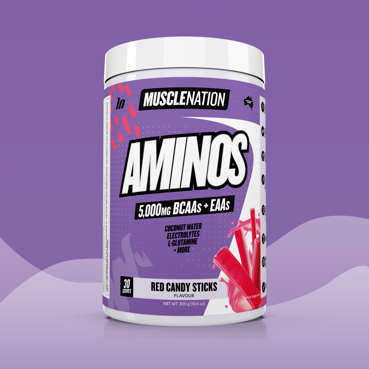 AMINOS + HYDRATION - Red Candy Sticks - 30 serves-Aminos-MNSUPPS0165-764460254235-1-Muscle Nation