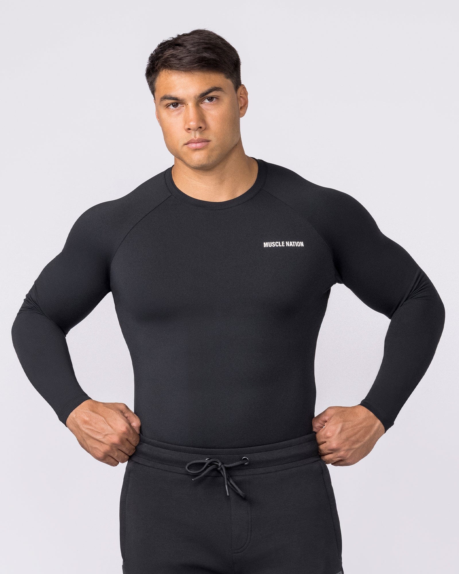 Apex Long Sleeve Tee Black | Men's Long Sleeve Tee | Muscle Nation