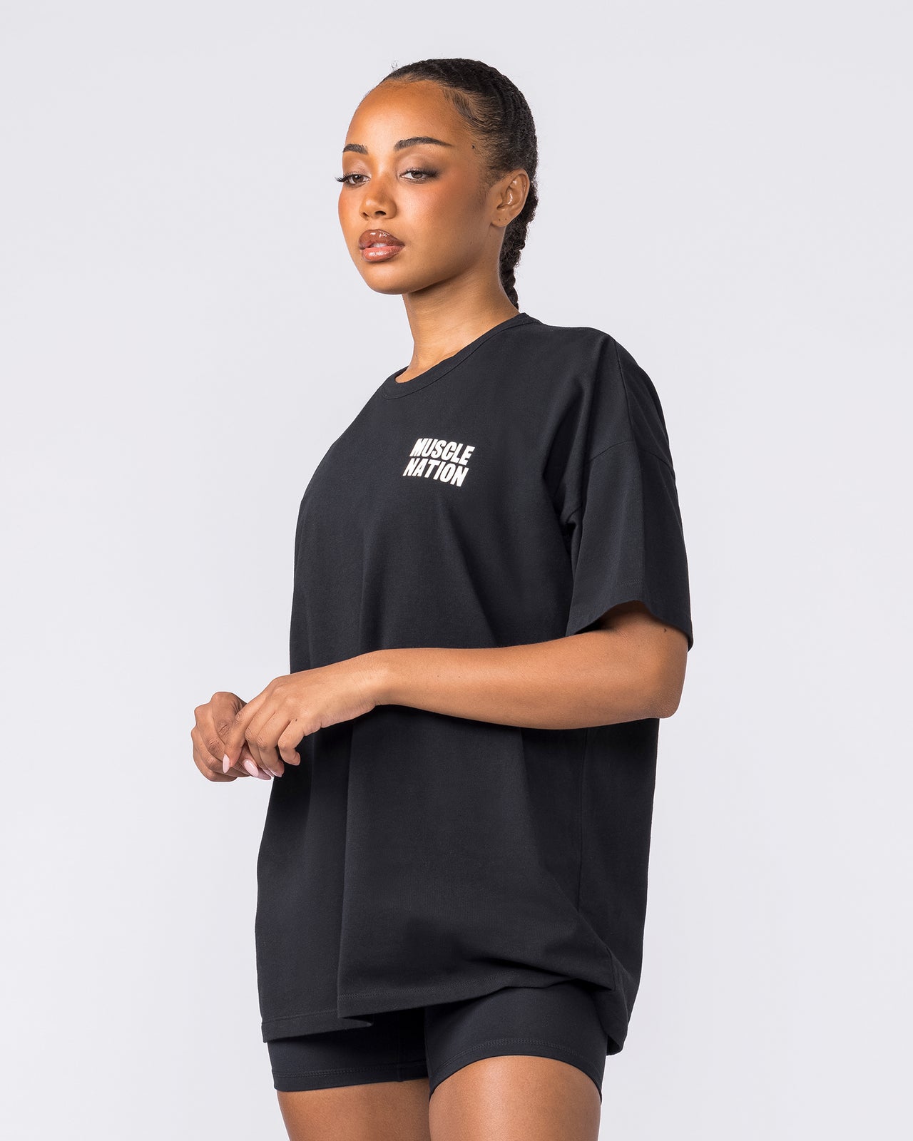 Kick-Start Oversized Tee - Black-T-Shirts-XXS-042614BLK-XXS-MNAPPRL50180-3-Muscle Nation