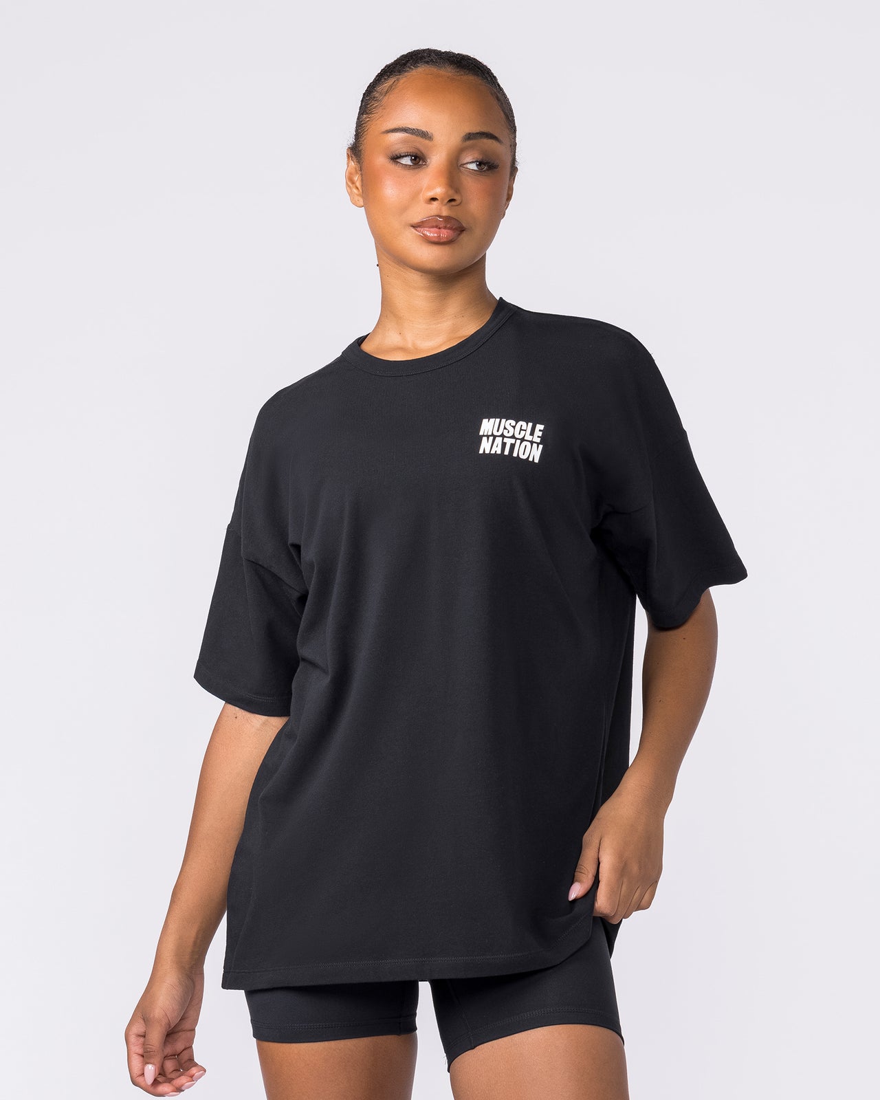 Kick-Start Oversized Tee - Black-T-Shirts-XXS-042614BLK-XXS-MNAPPRL50180-2-Muscle Nation