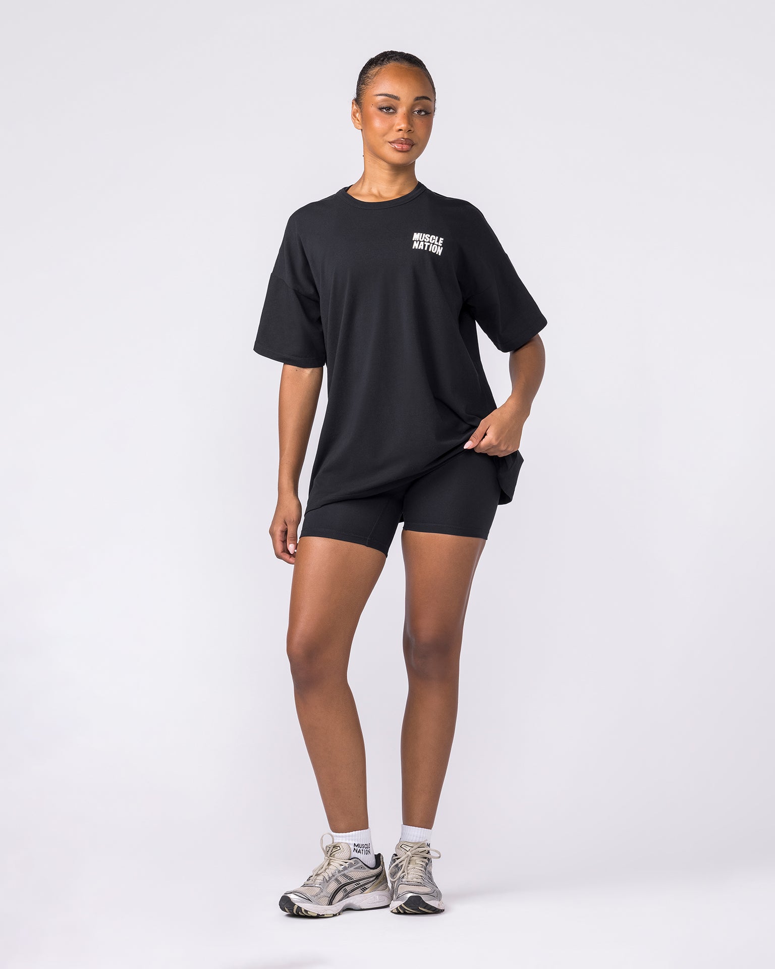 Kick-Start Oversized Tee - Black-T-Shirts-XXS-042614BLK-XXS-MNAPPRL50180-5-Muscle Nation