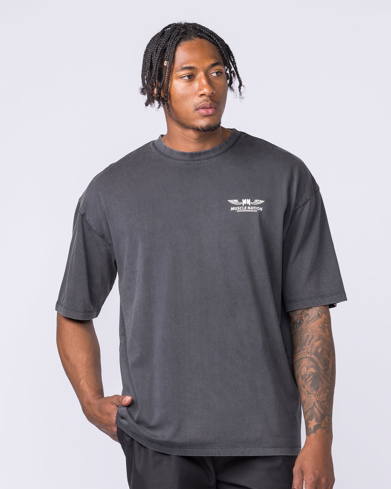 Archives Oversized Vintage Tee - Washed Black-T-Shirts-XXS-012627WSHBLK-XXS-MNAPPRL48868-3-Muscle Nation