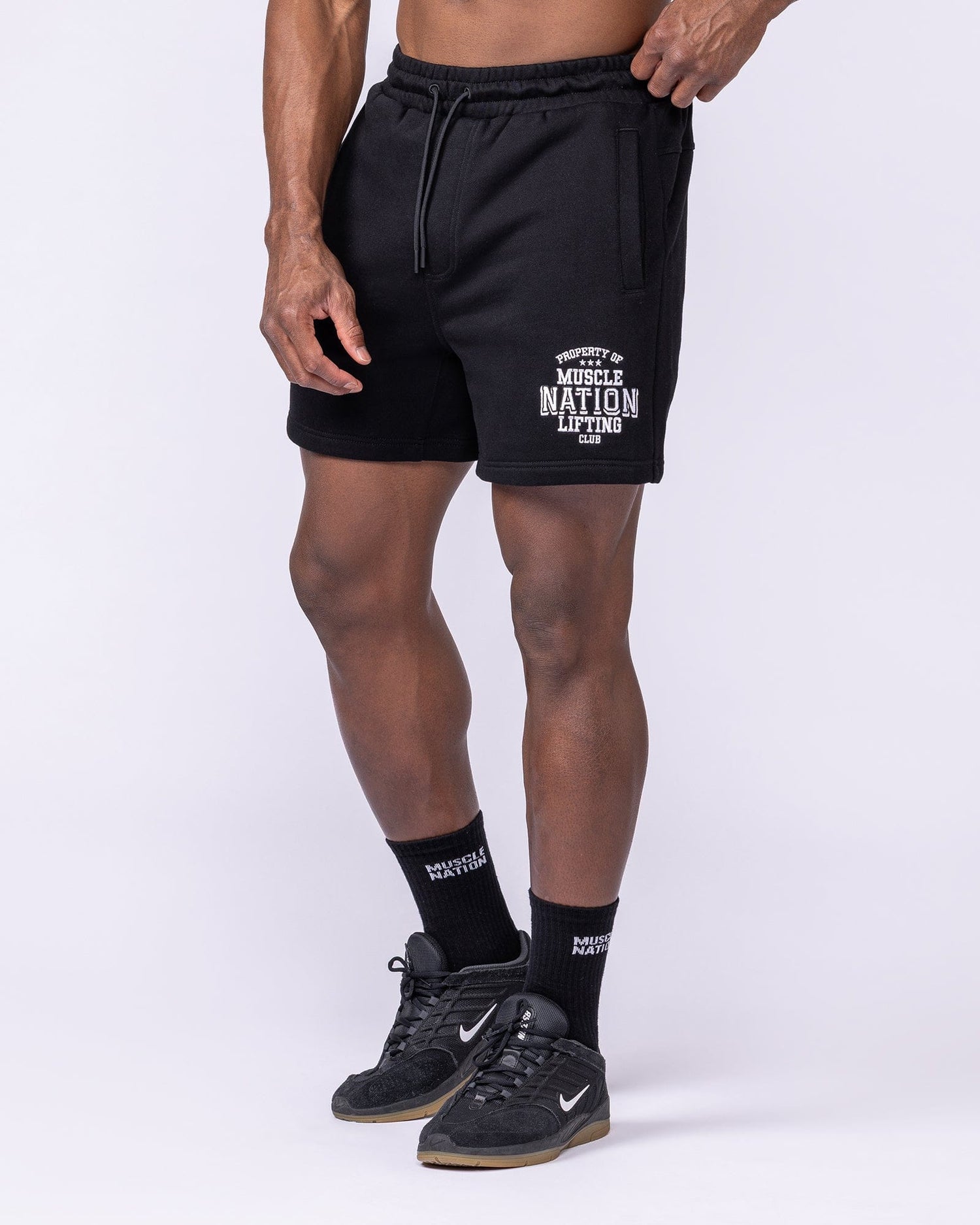 Archives Sweat 5" Shorts Black - Muscle Nation men's sweat shorts