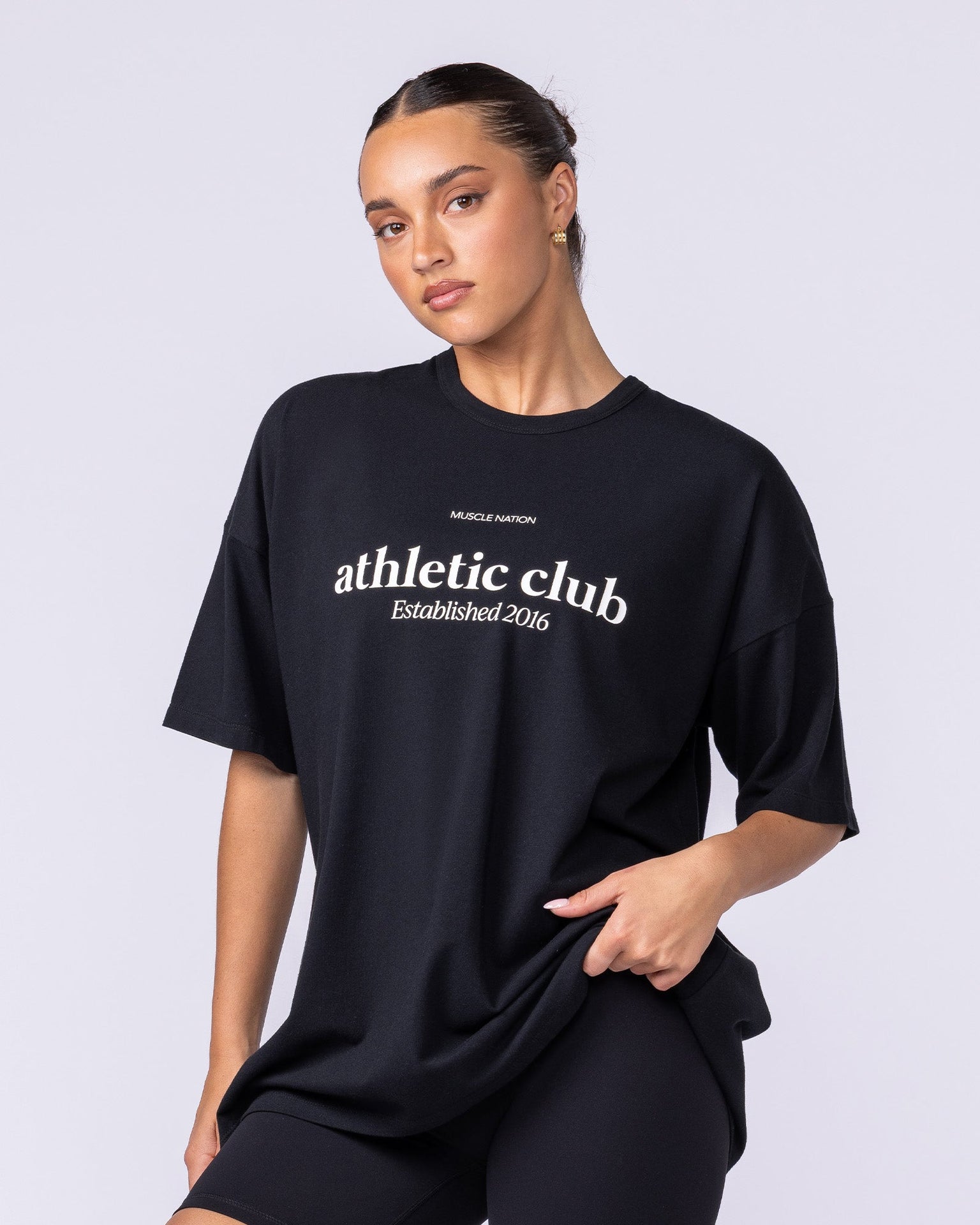 Athletic Club Oversized Tee - Black-T-Shirts-XXS-1125175BLK-XXS-MNAPPRL45435-4-Muscle Nation