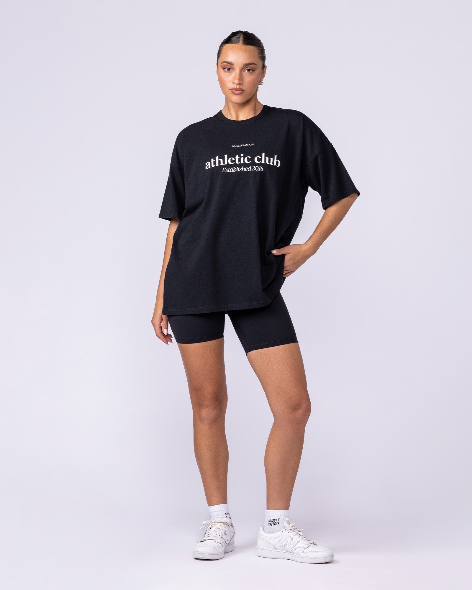 Athletic Club Oversized Tee - Black-T-Shirts-XXS-1125175BLK-XXS-MNAPPRL45435-6-Muscle Nation
