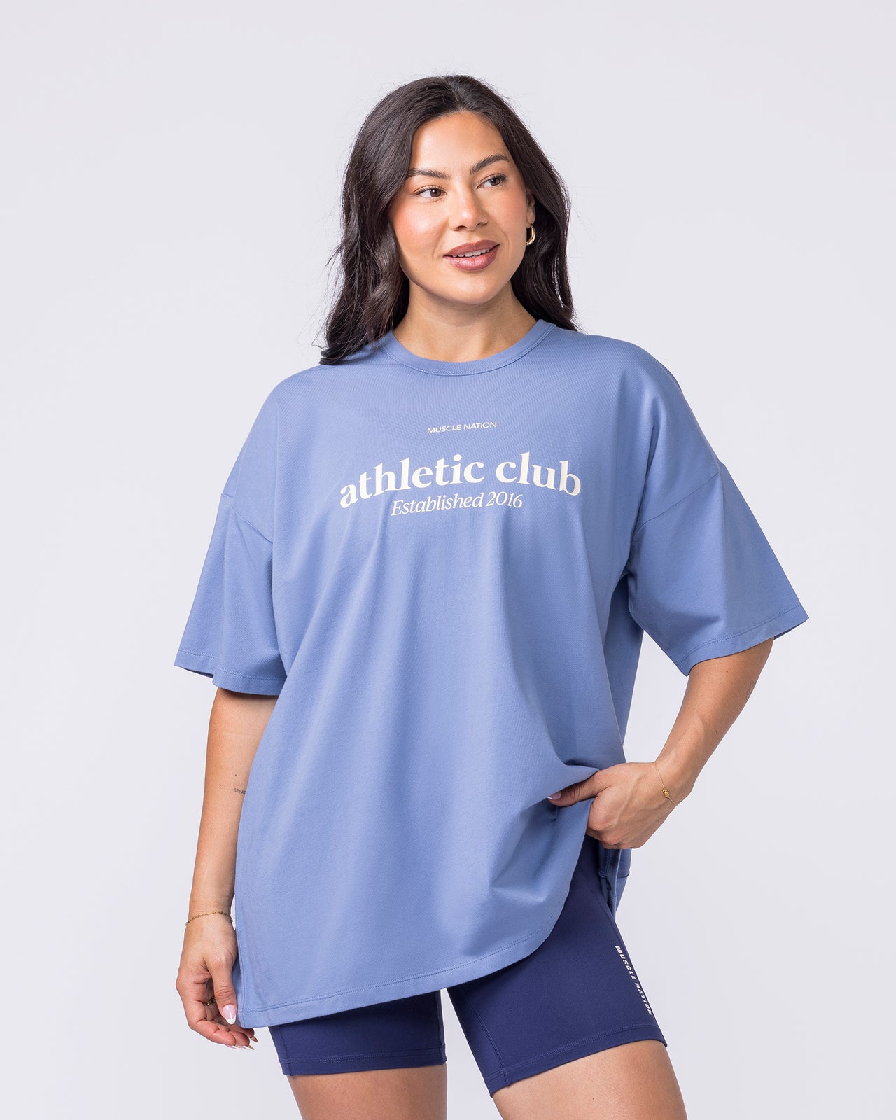 Athletic Club Oversized Tee - Faded Denim-T-Shirts-XXS-022613FDNM-XXS-MNAPPRL48569-2-Muscle Nation