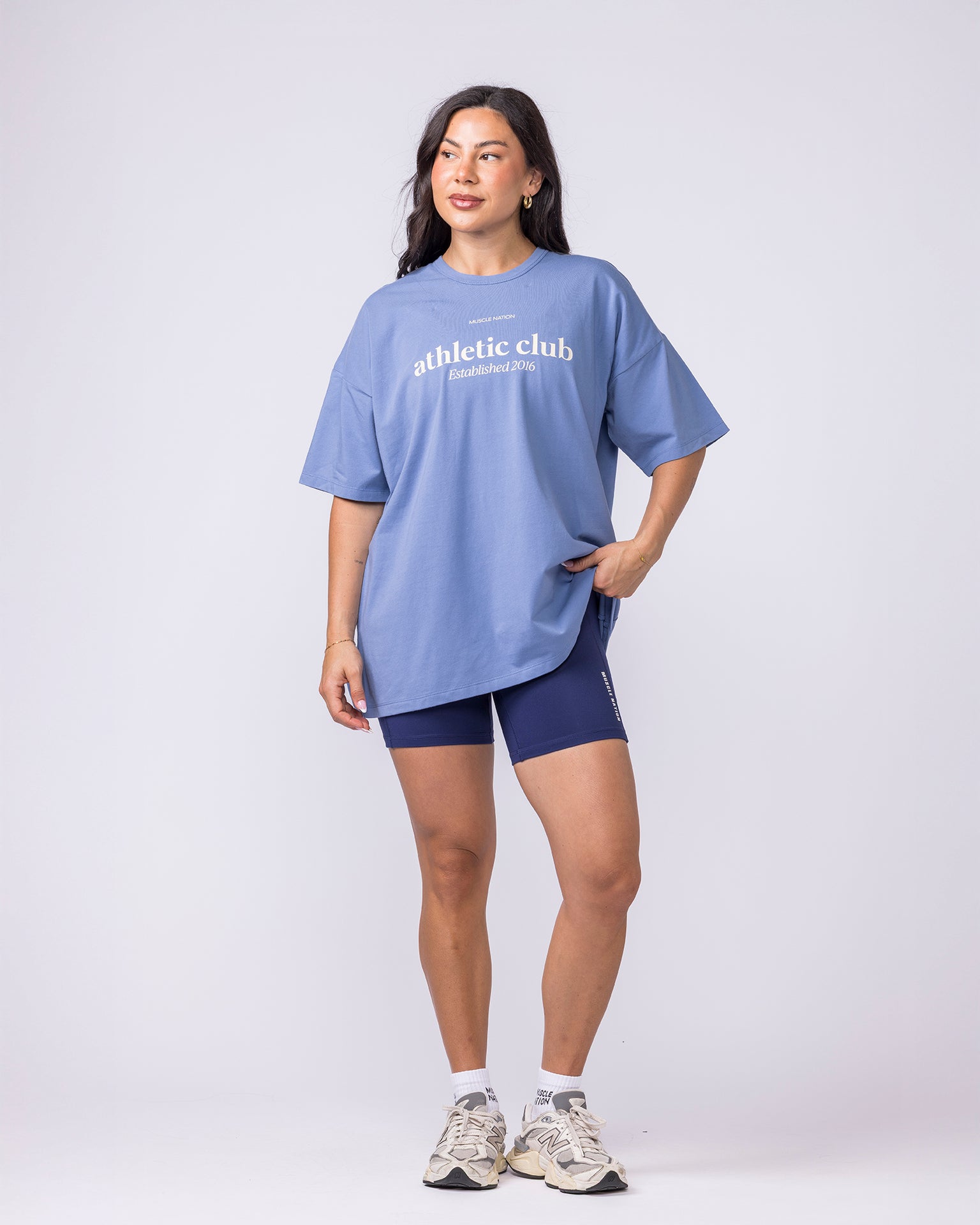 Athletic Club Oversized Tee - Faded Denim-T-Shirts-XXS-022613FDNM-XXS-MNAPPRL48569-6-Muscle Nation
