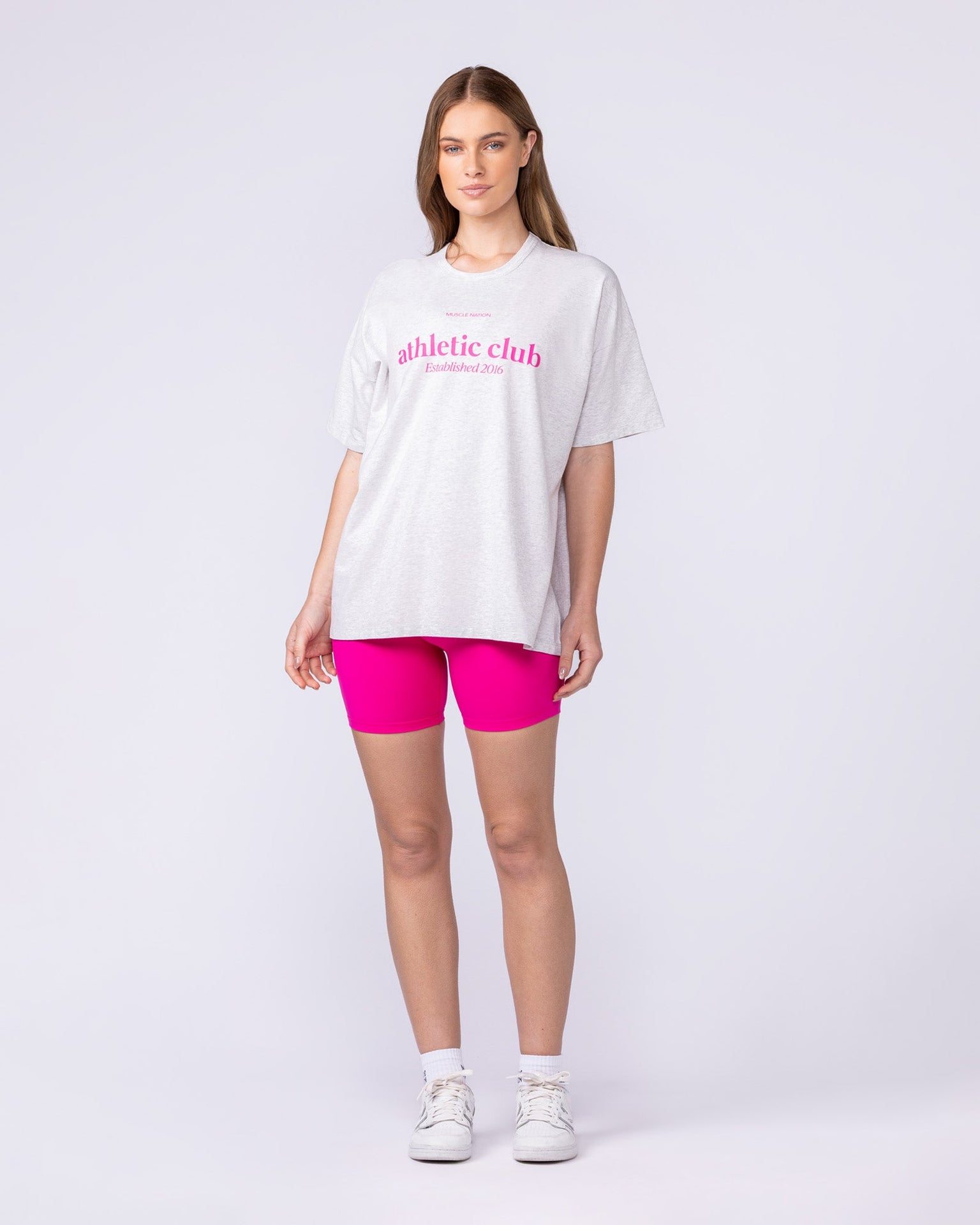 Athletic Club Oversized Tee - Snow Grey Marl-T-Shirts-XXS-1125175SNGRYMR-XXS-MNAPPRL45445-6-Muscle Nation