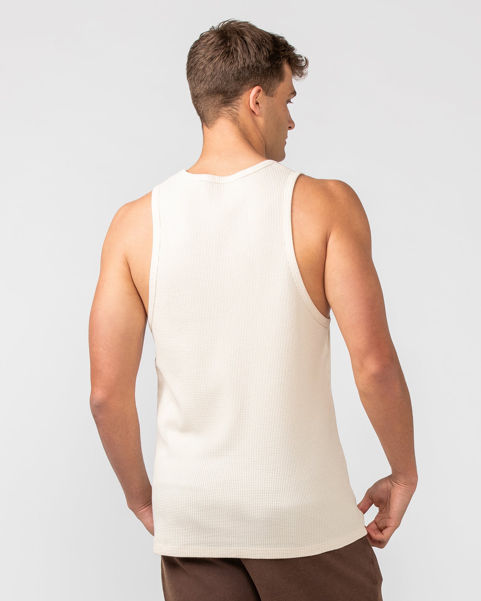 Waffle Tank - Travertine-Singlets & Tanks-S-082408TRAV-S-MNAPPRL32458-5-Muscle Nation