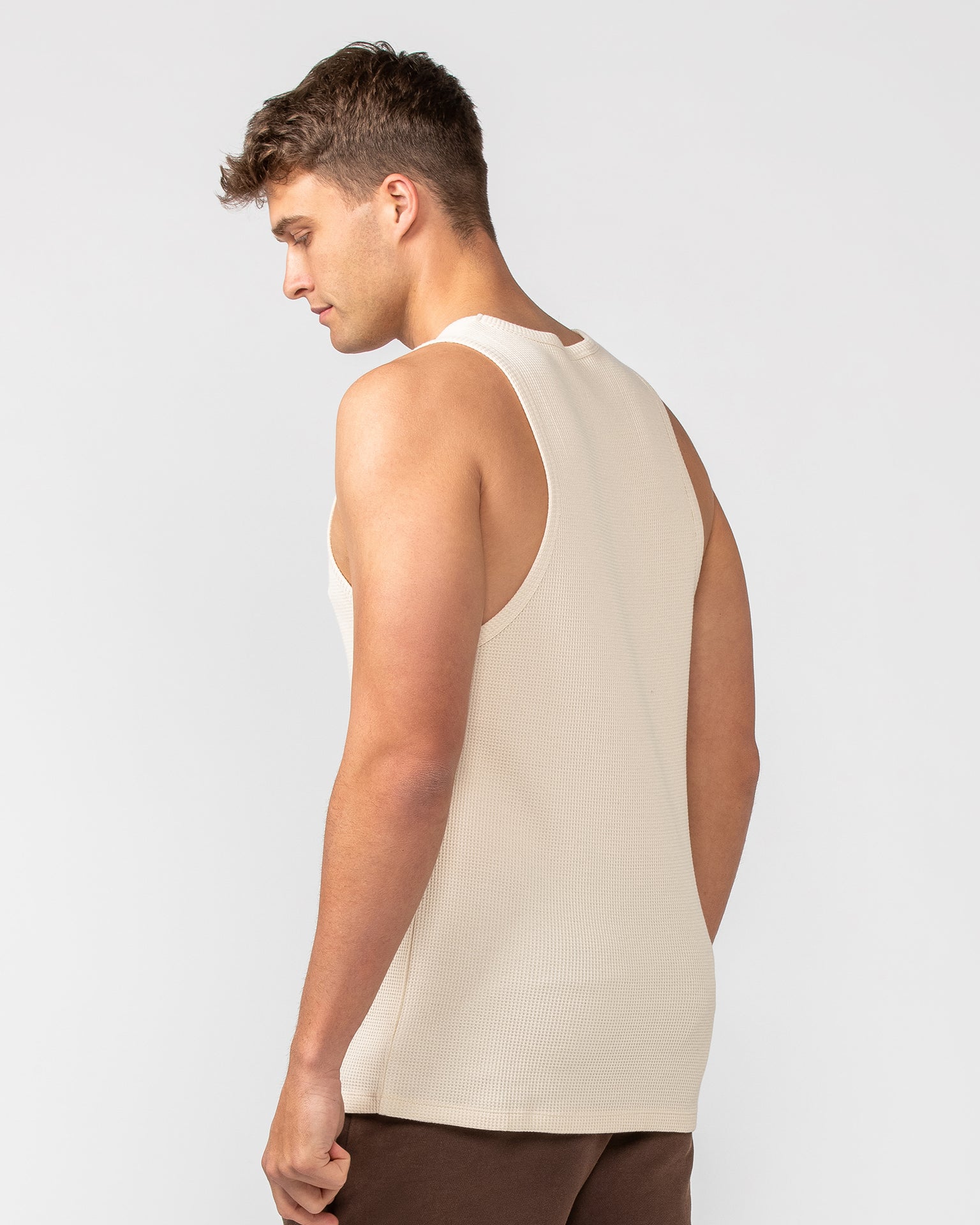 Waffle Tank - Travertine-Singlets & Tanks-S-082408TRAV-S-MNAPPRL32458-4-Muscle Nation