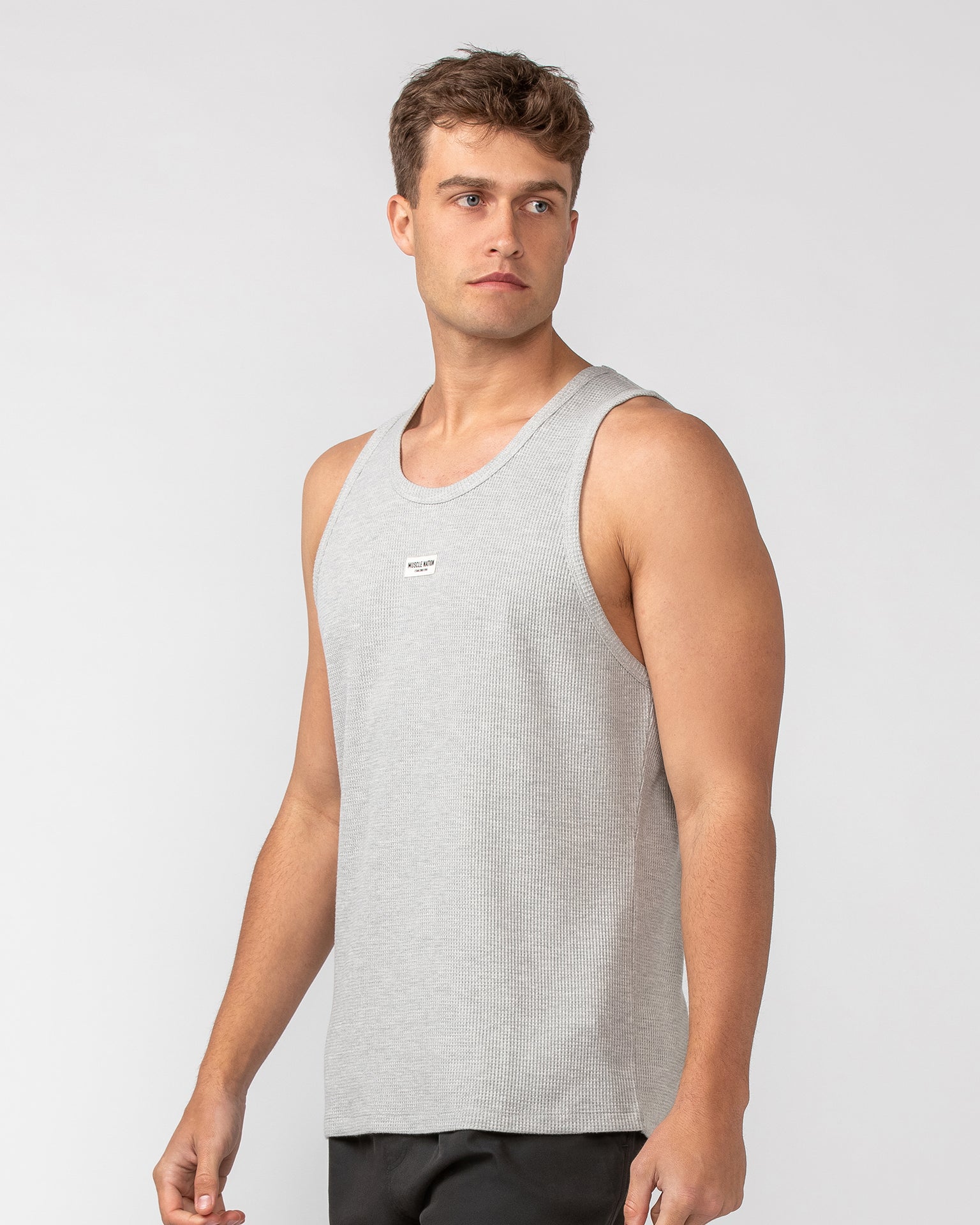Waffle Tank - Grey Marl-Singlets & Tanks-S-082408GRYMRL-S-MNAPPRL32465-3-Muscle Nation
