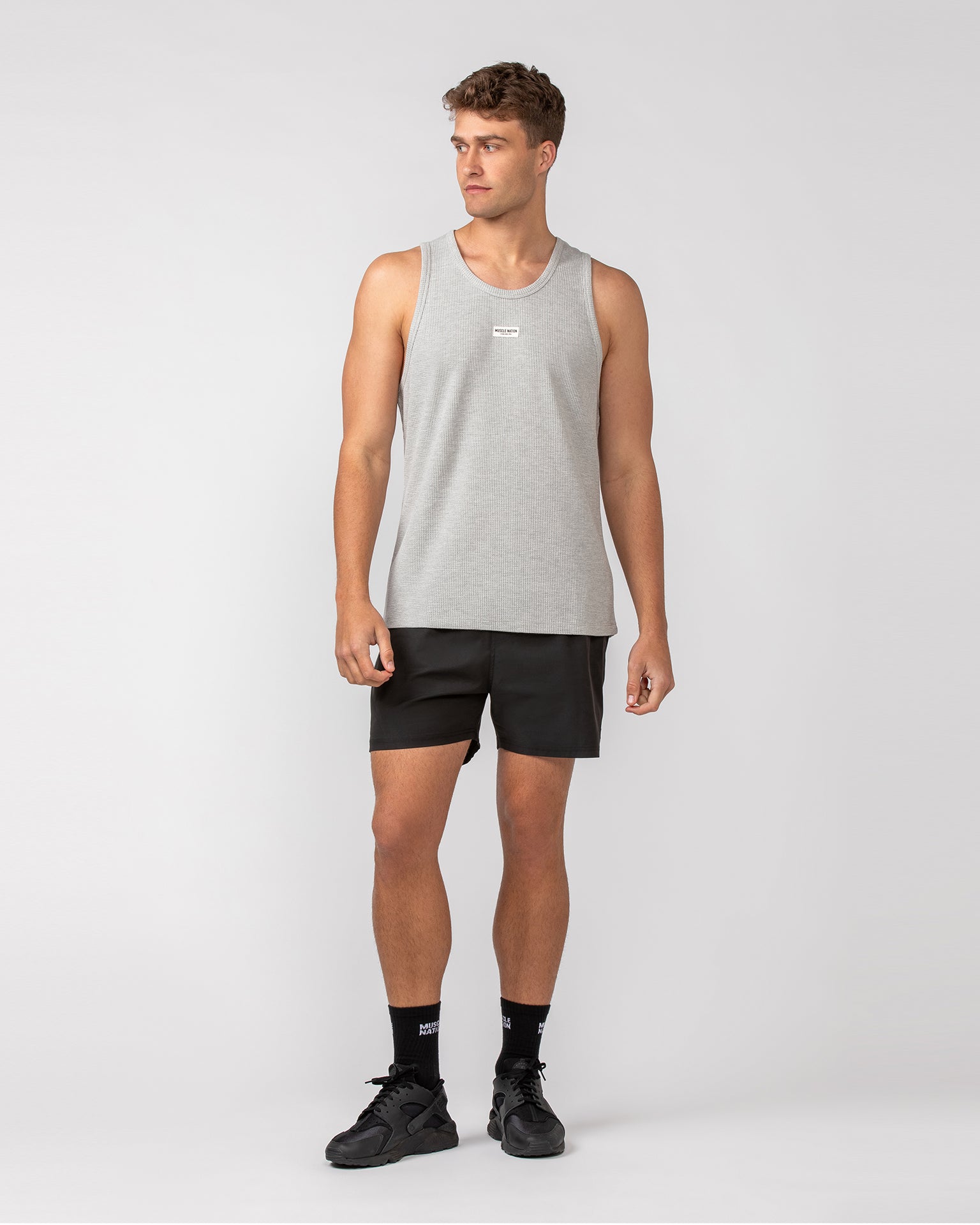 Waffle Tank - Grey Marl-Singlets & Tanks-S-082408GRYMRL-S-MNAPPRL32465-6-Muscle Nation