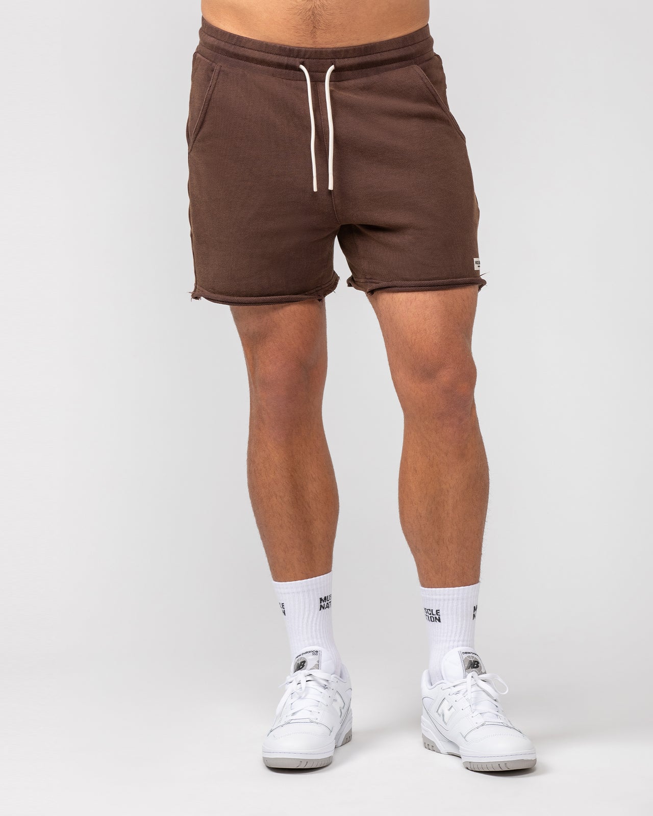 Raw Hem 5" Shorts - Washed Brown-Shorts-S-082407WSHBRN-S-MNAPPRL32444-2-Muscle Nation