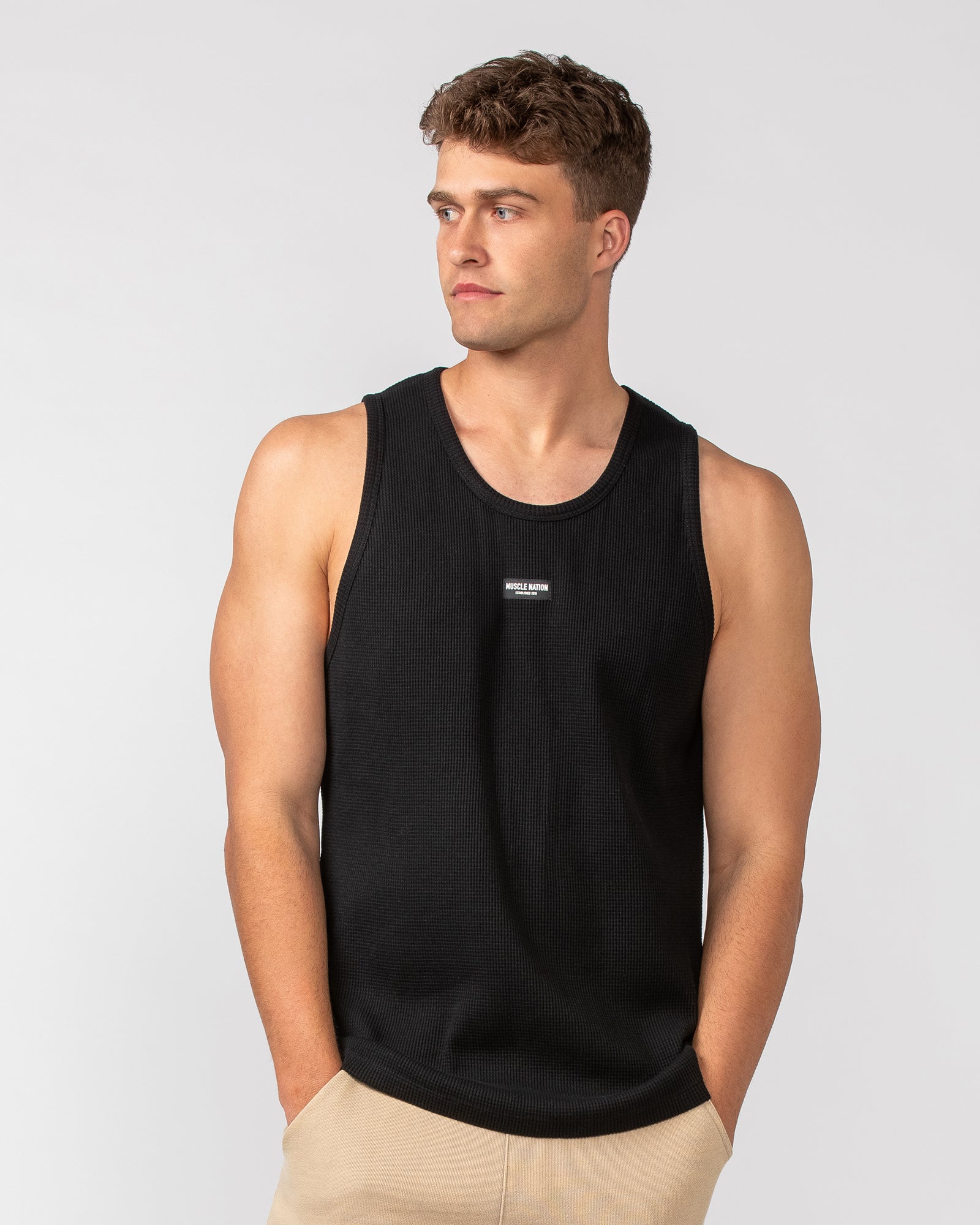 Waffle Tank - Black