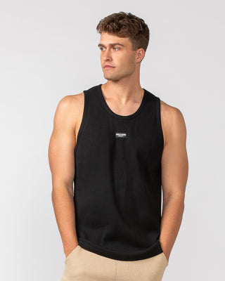 Waffle Tank - Black-Singlets & Tanks-S-082408BLK-S-MNAPPRL32451-2-Muscle Nation