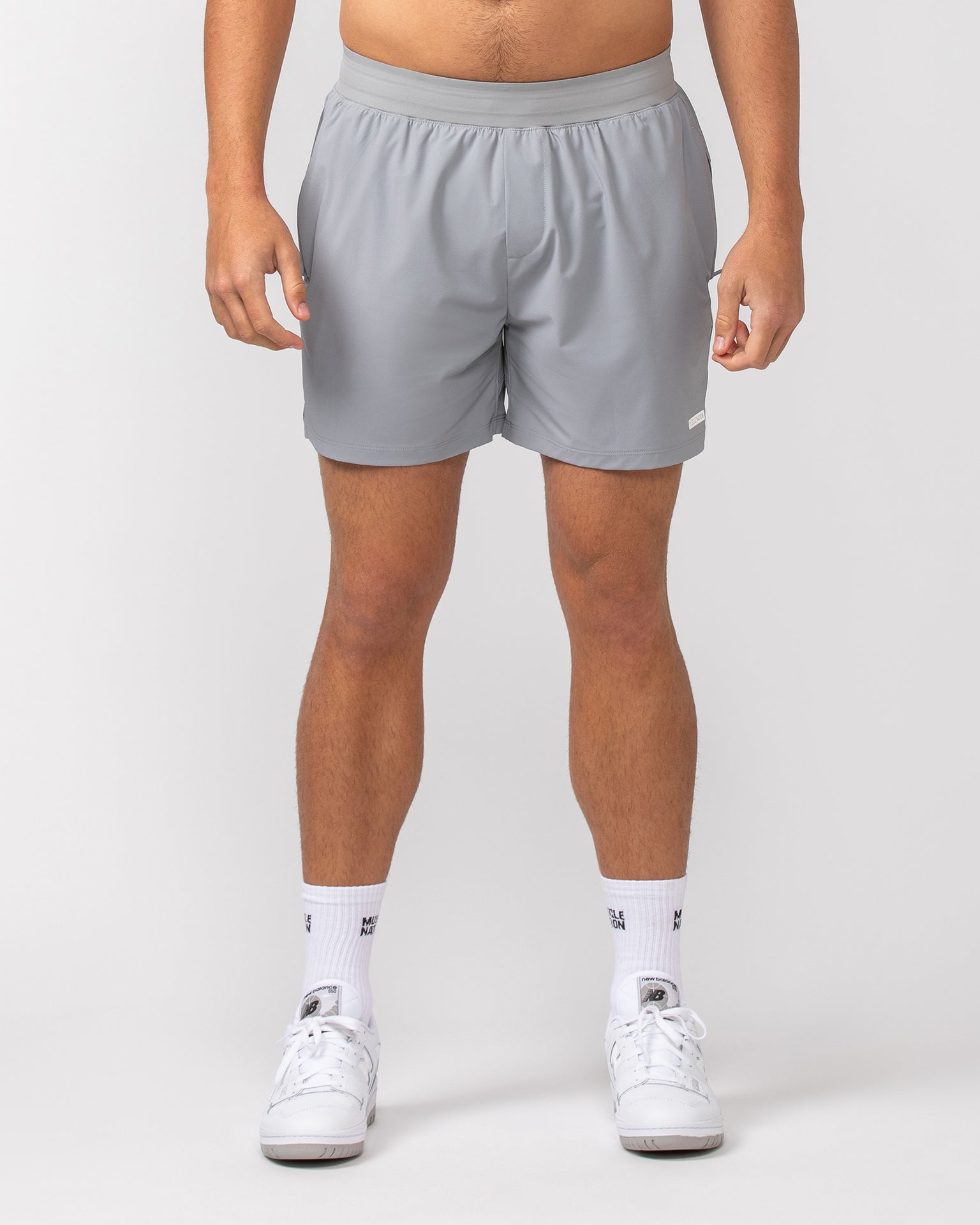 On Repeat Training 5" Shorts - Jet Grey-Shorts-S-082410JETGRY-S-MNAPPRL32537-3-Muscle Nation