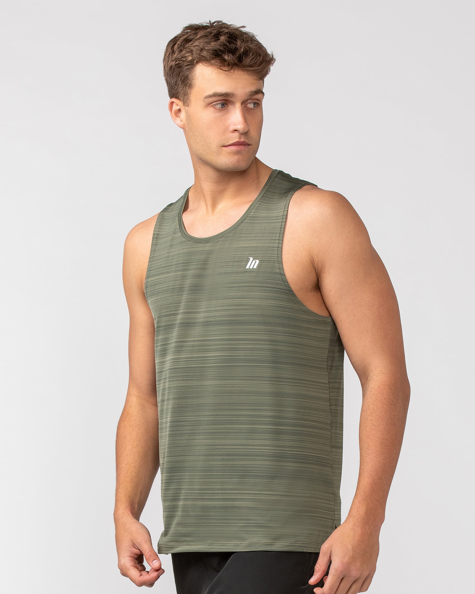 MN Active Running Tank - Dark Khaki-Tops-S-082438DKHAKI-S-MNAPPRL32586-3-Muscle Nation