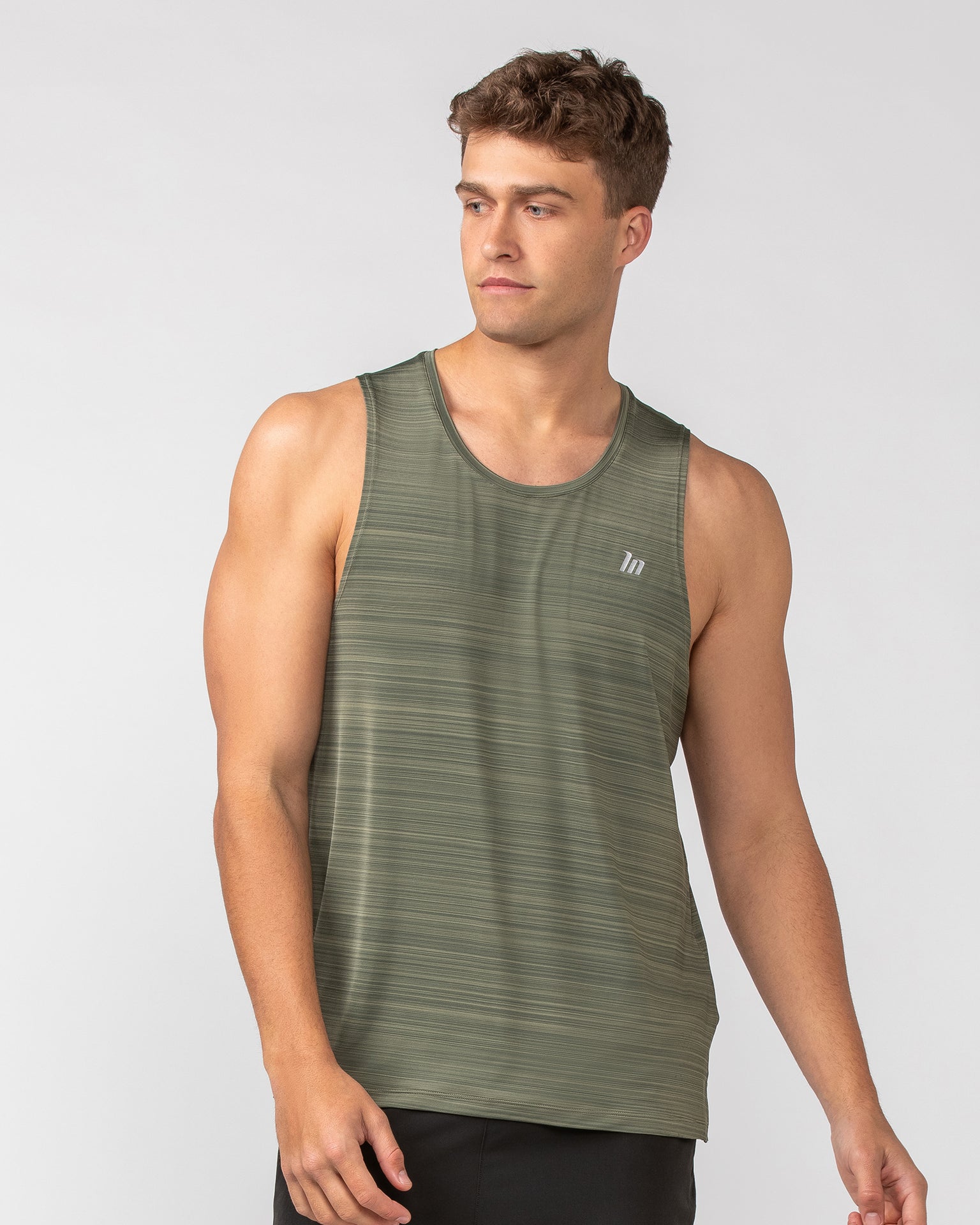 MN Active Running Tank - Dark Khaki-Tops-S-082438DKHAKI-S-MNAPPRL32586-1-Muscle Nation