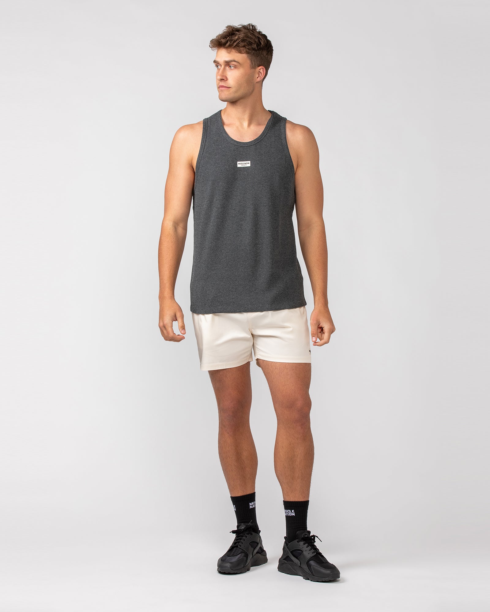 Waffle Tank - Charcoal Marl