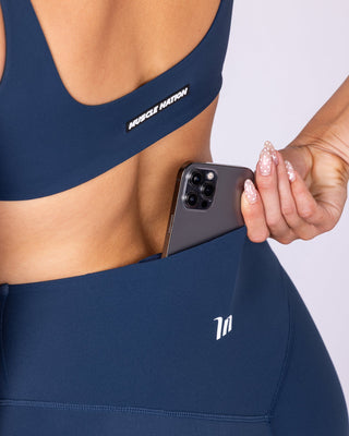 Aura Back Pocket Ankle Length Leggings - Navy-Leggings-XXS-1125123NAVY-XXS-MNAPPRL45509-2-Muscle Nation