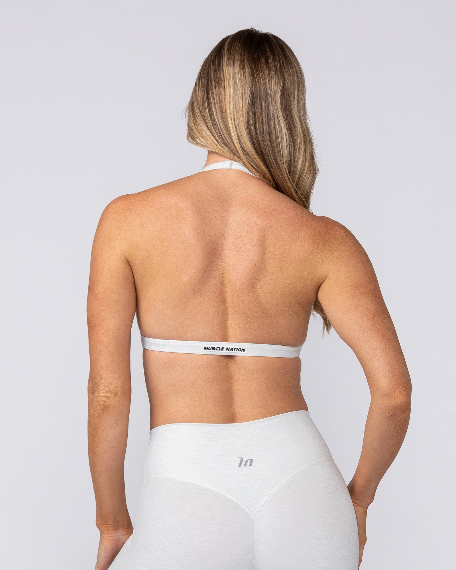 Aura Halter Bralette - White Grey Marl-Sports Bras-XXS-082503WHTGMRL-XXS-MNAPPRL43663-2-Muscle Nation