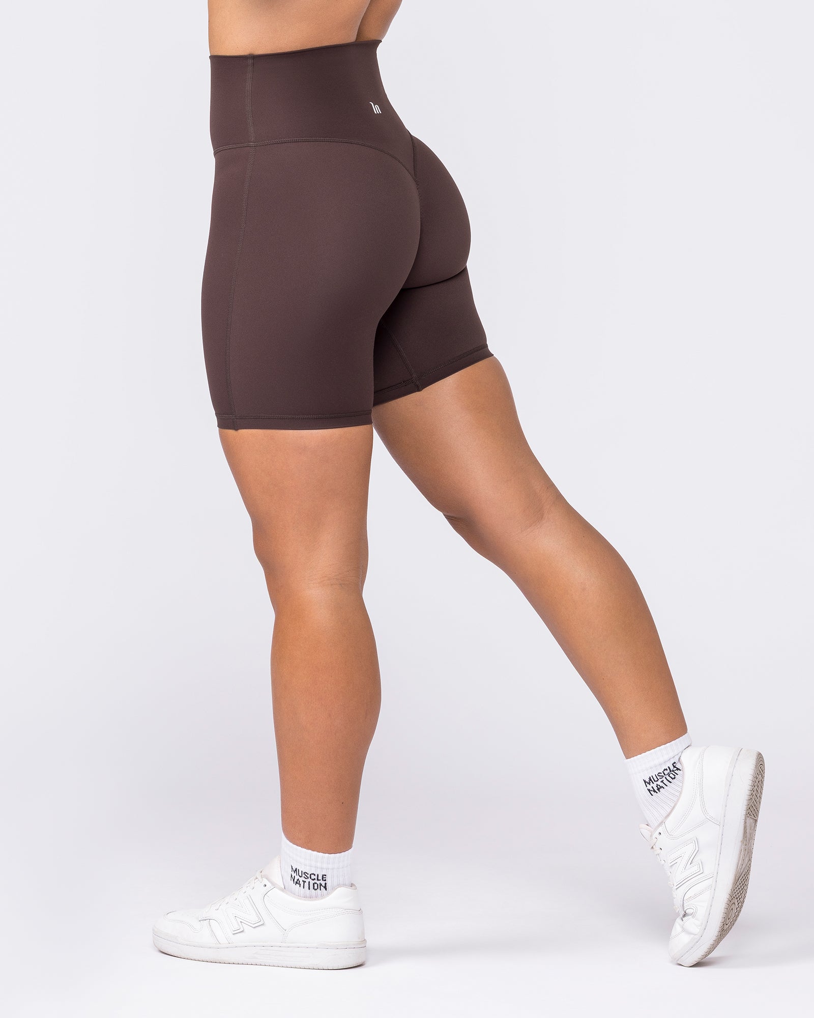 Aura Peachy High Invisible Scrunch Bike Shorts - Cocoa-Shorts-XXS-032604COCOA-XXS-MNAPPRL48942-3-Muscle Nation