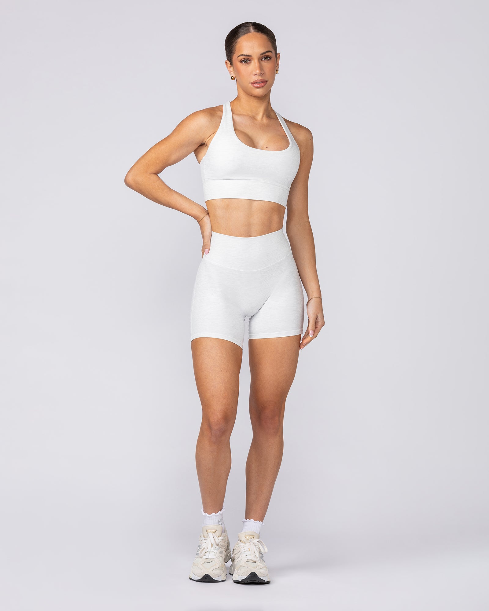 Aura Peachy Invisible Scrunch Midway Shorts - White Grey Marl-Shorts-XXS-082505WHTGMRL-XXS-MNAPPRL43714-7-Muscle Nation