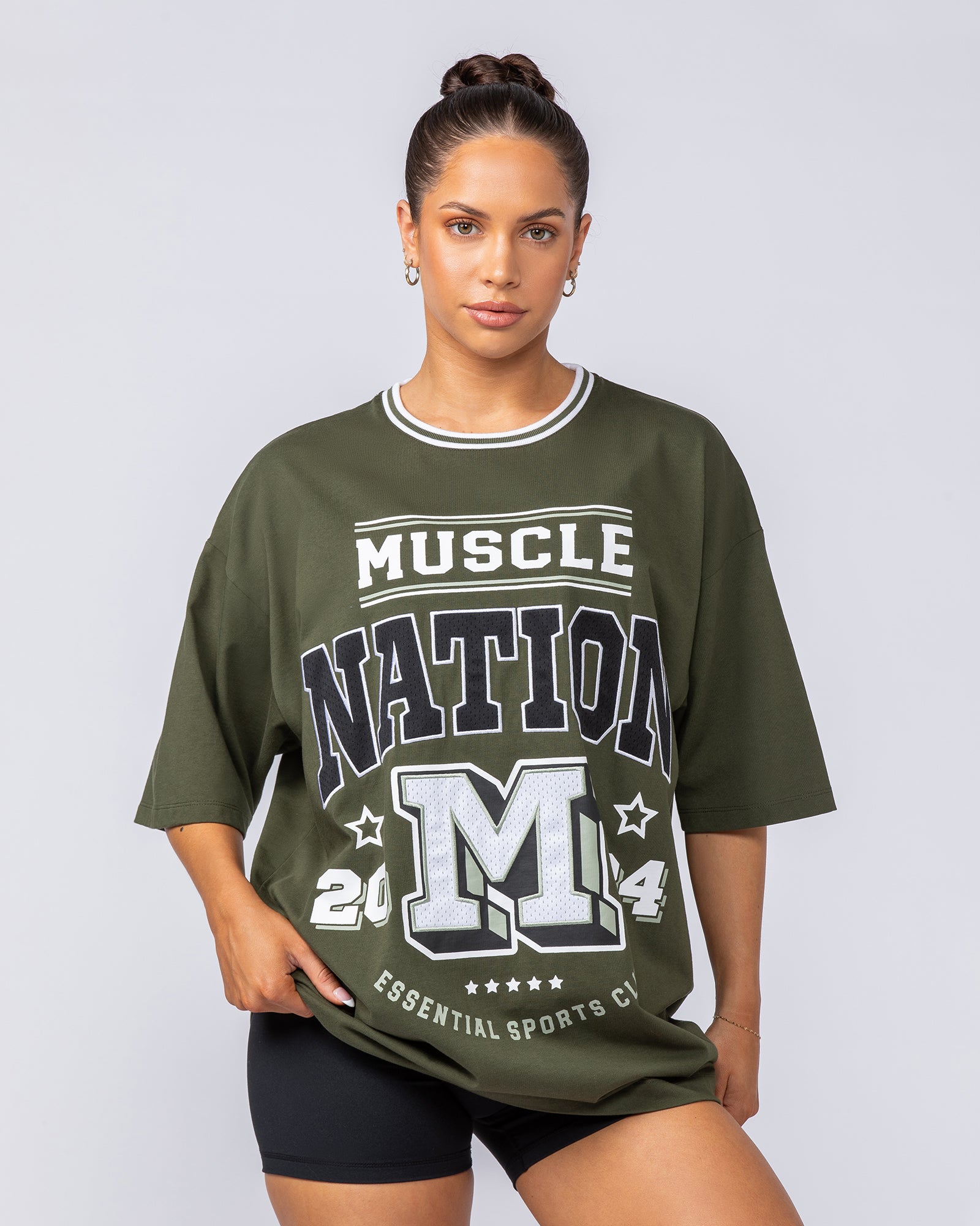 Sporting Club Oversized Tee - Dark Khaki