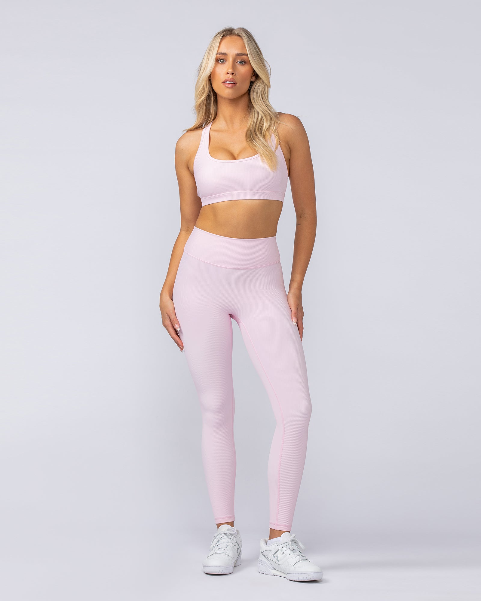 Zero Rise Rib Ankle Length Leggings - Baby Pink