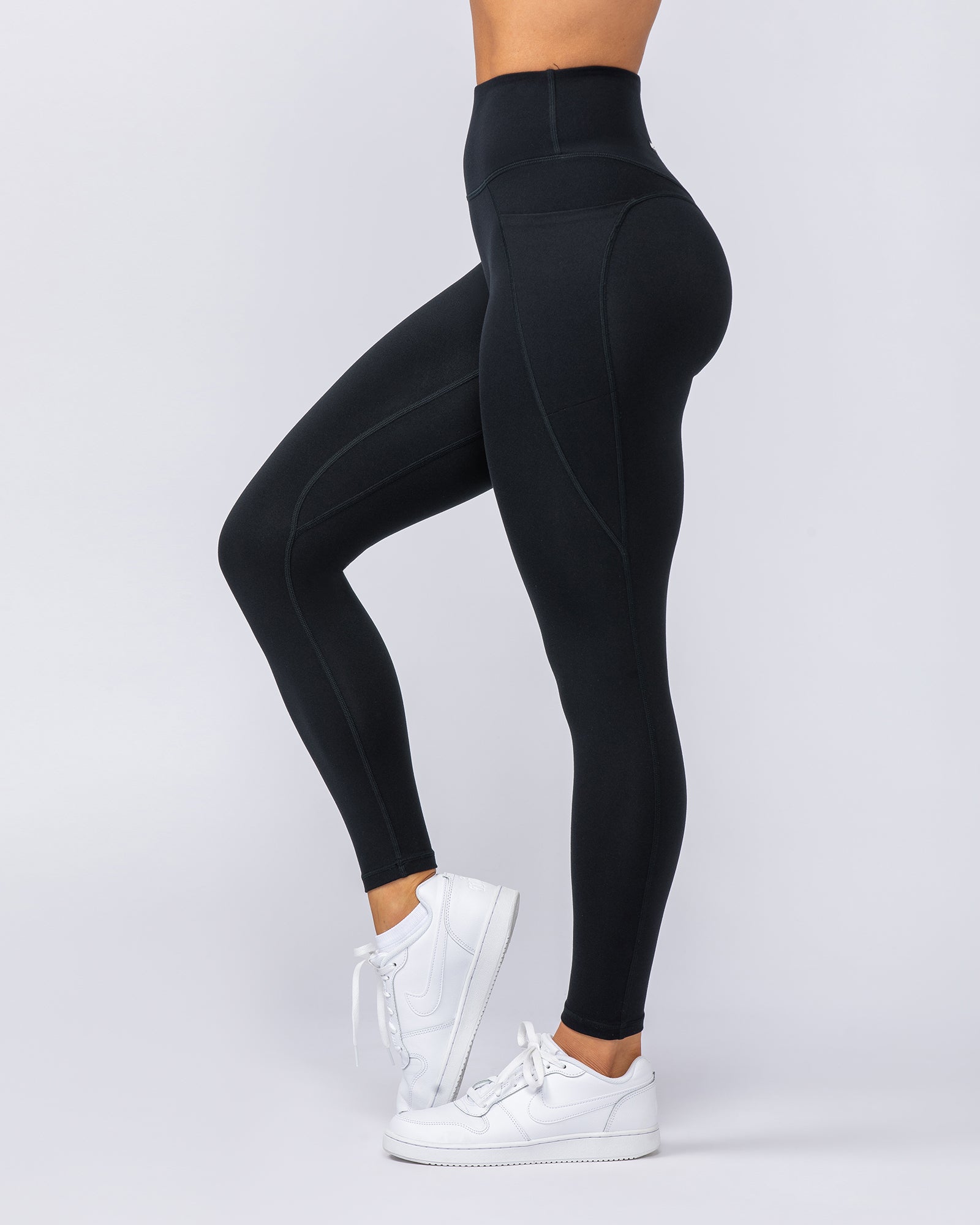 Booty Shaper Pocket Ankle Length Leggings - Black