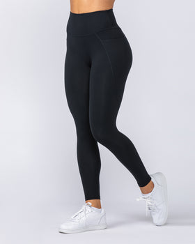 Booty Shaper Pocket Ankle Length Leggings - Black