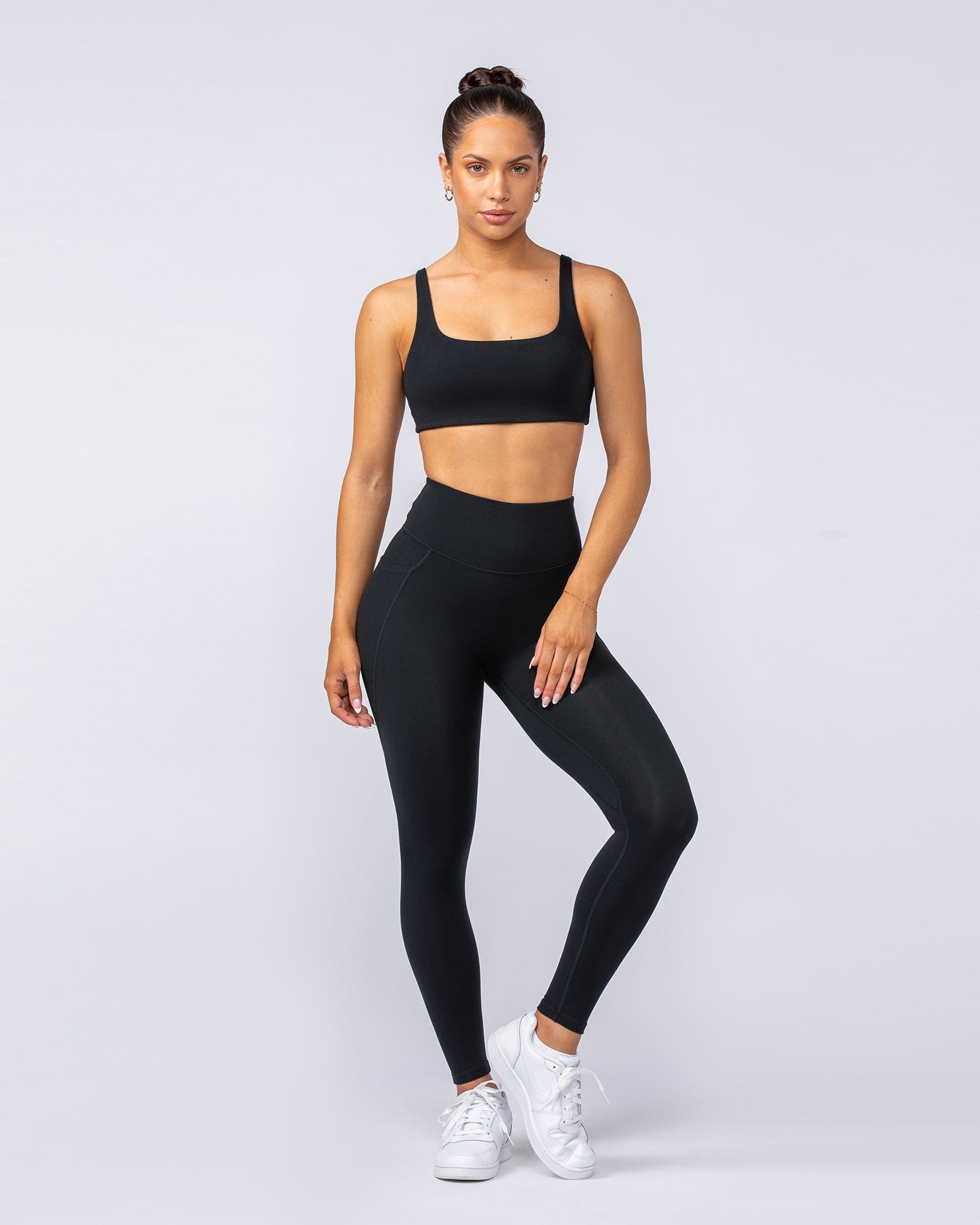 Booty Shaper Pocket Ankle Length Leggings Black | Muscle Nation